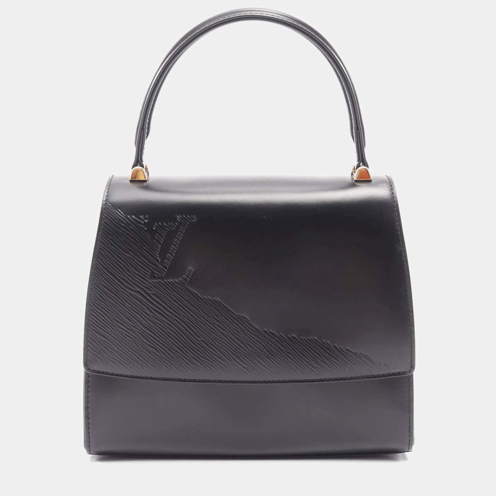 Pre Owned Louis Vuitton Athens Opera Handbag Leather Black
