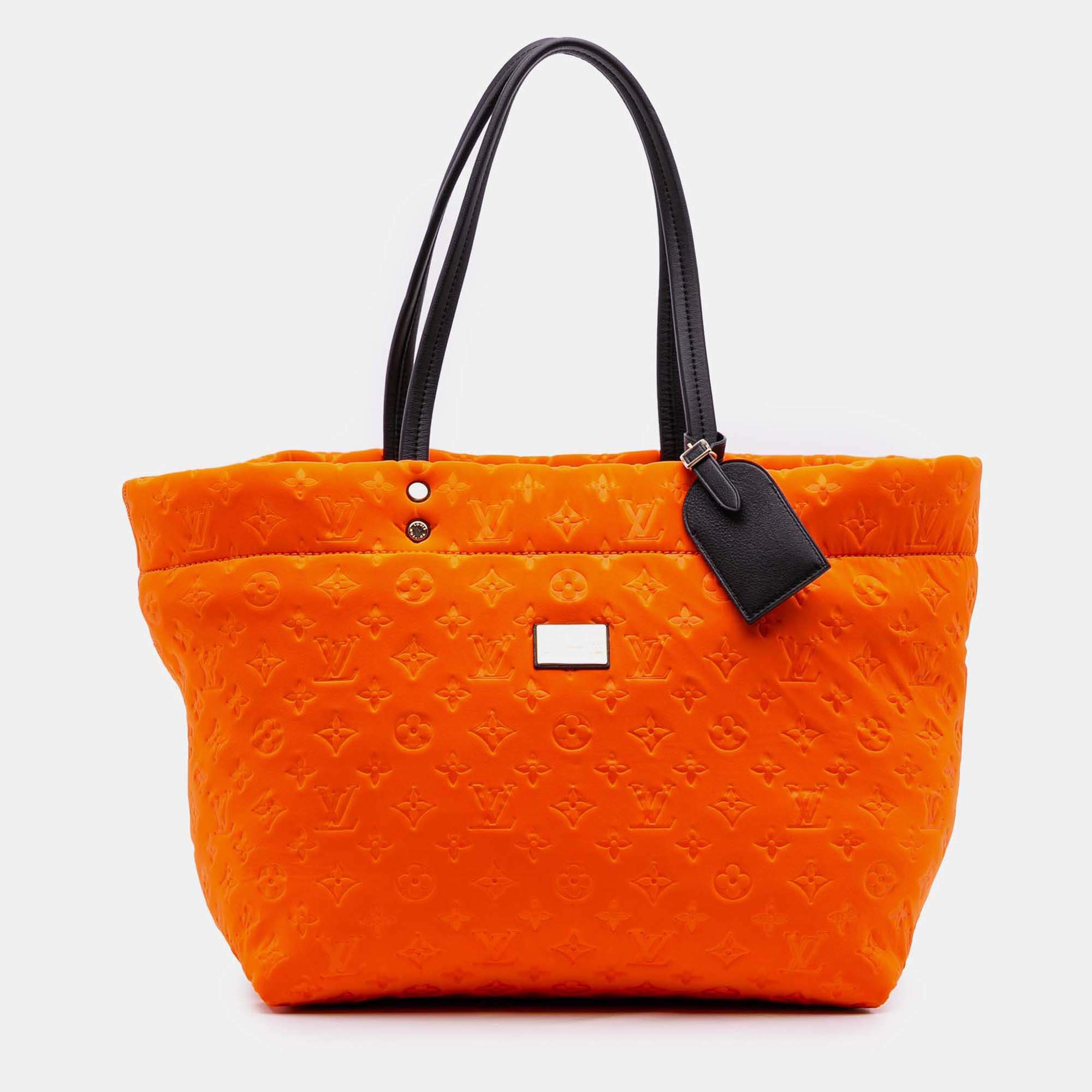 Pre Owned Louis Vuitton Black Orange Monogram Embossed Neoprene Scuba MM
