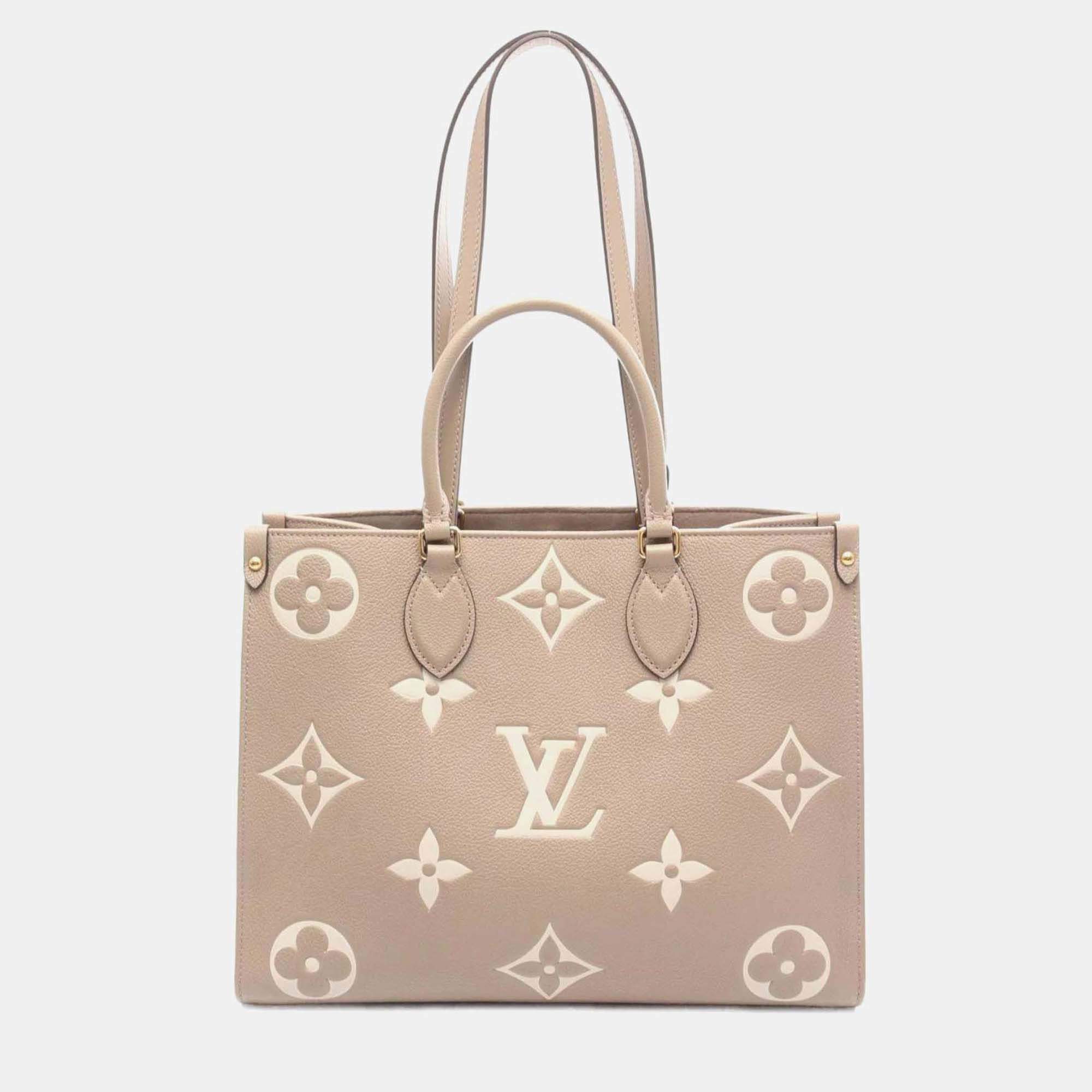 Pre Owned Louis Vuitton OnTheGo MM Beige/Ivory Monogram Empreinte Leather Tote Bag