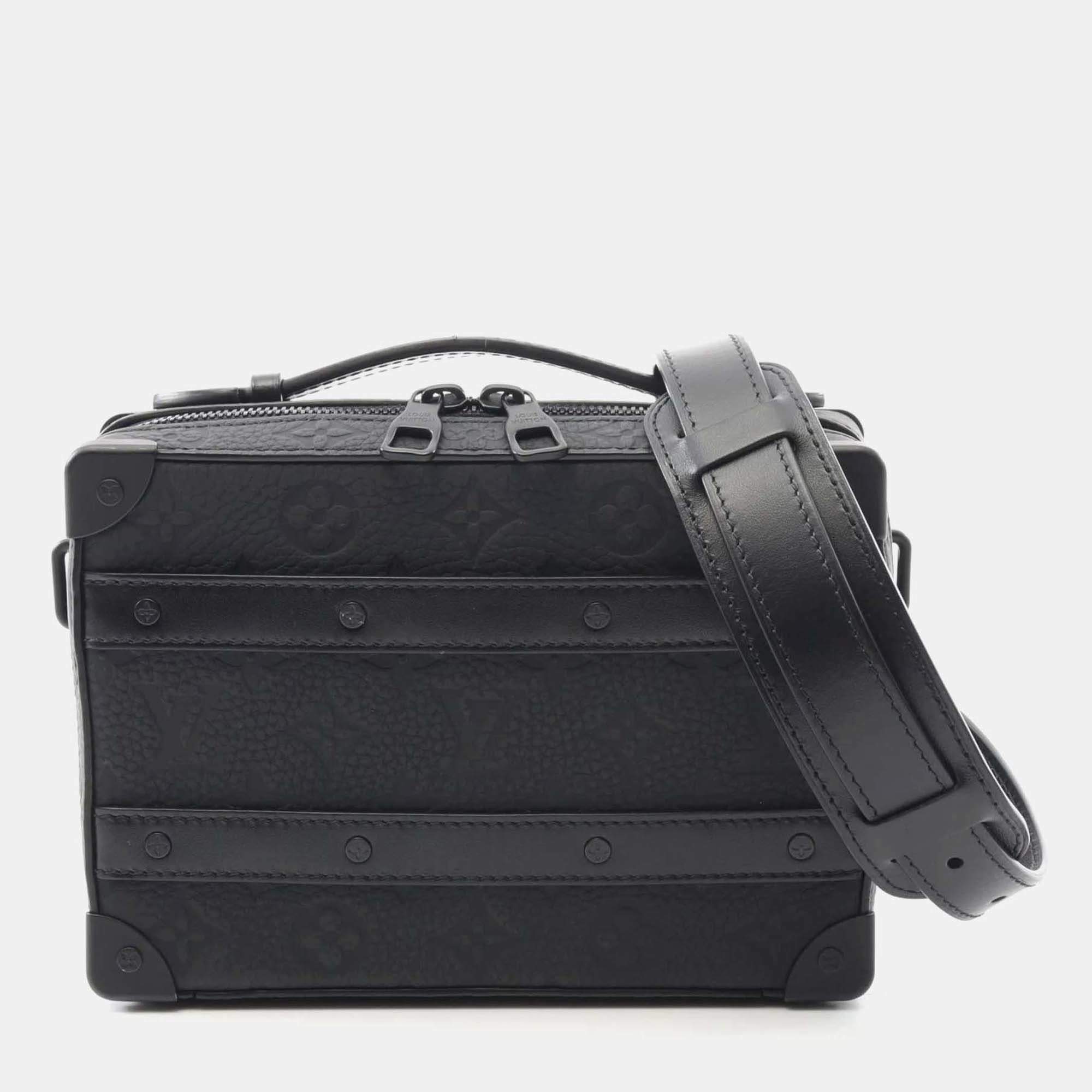 Pre Owned Louis Vuitton Soft Trunk Black Monogram Taurillon Leather Shoulder Bag