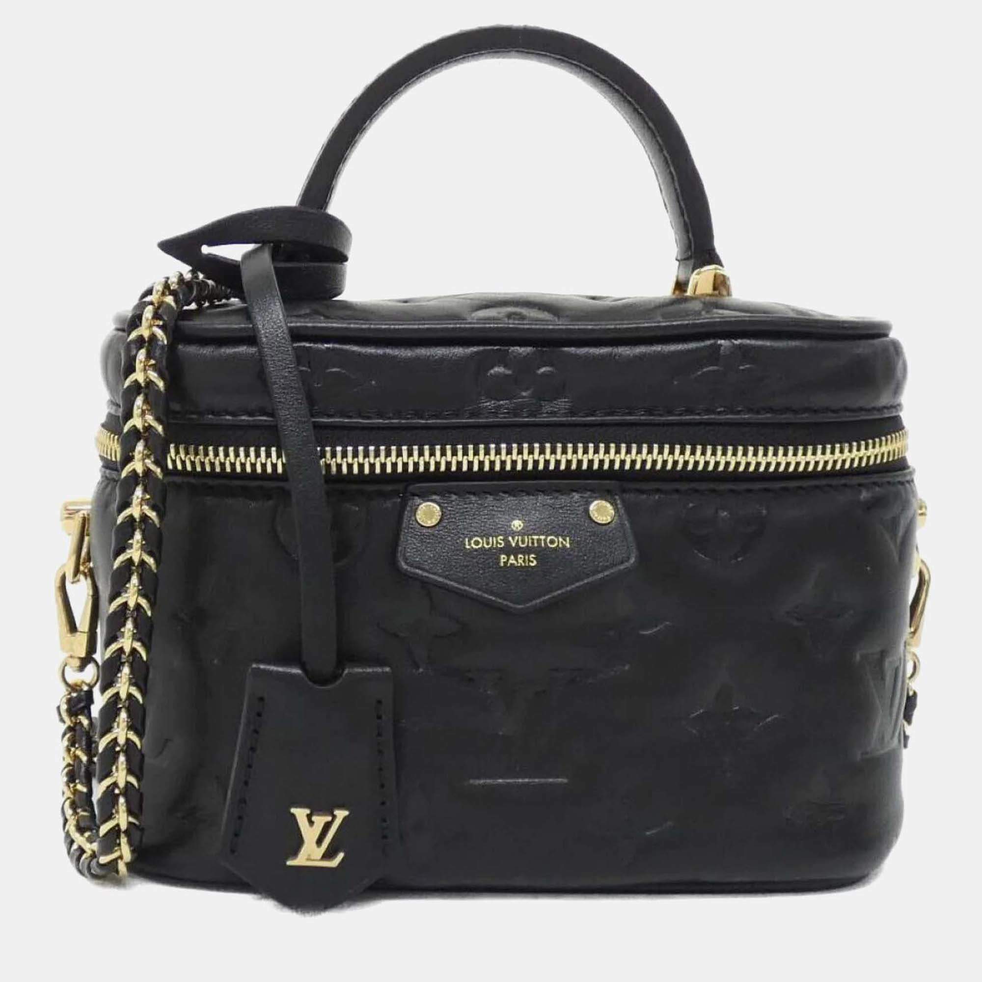Pre Owned Louis Vuitton Vanity Coussin PM Black Monogram Leather Shoulder Bag