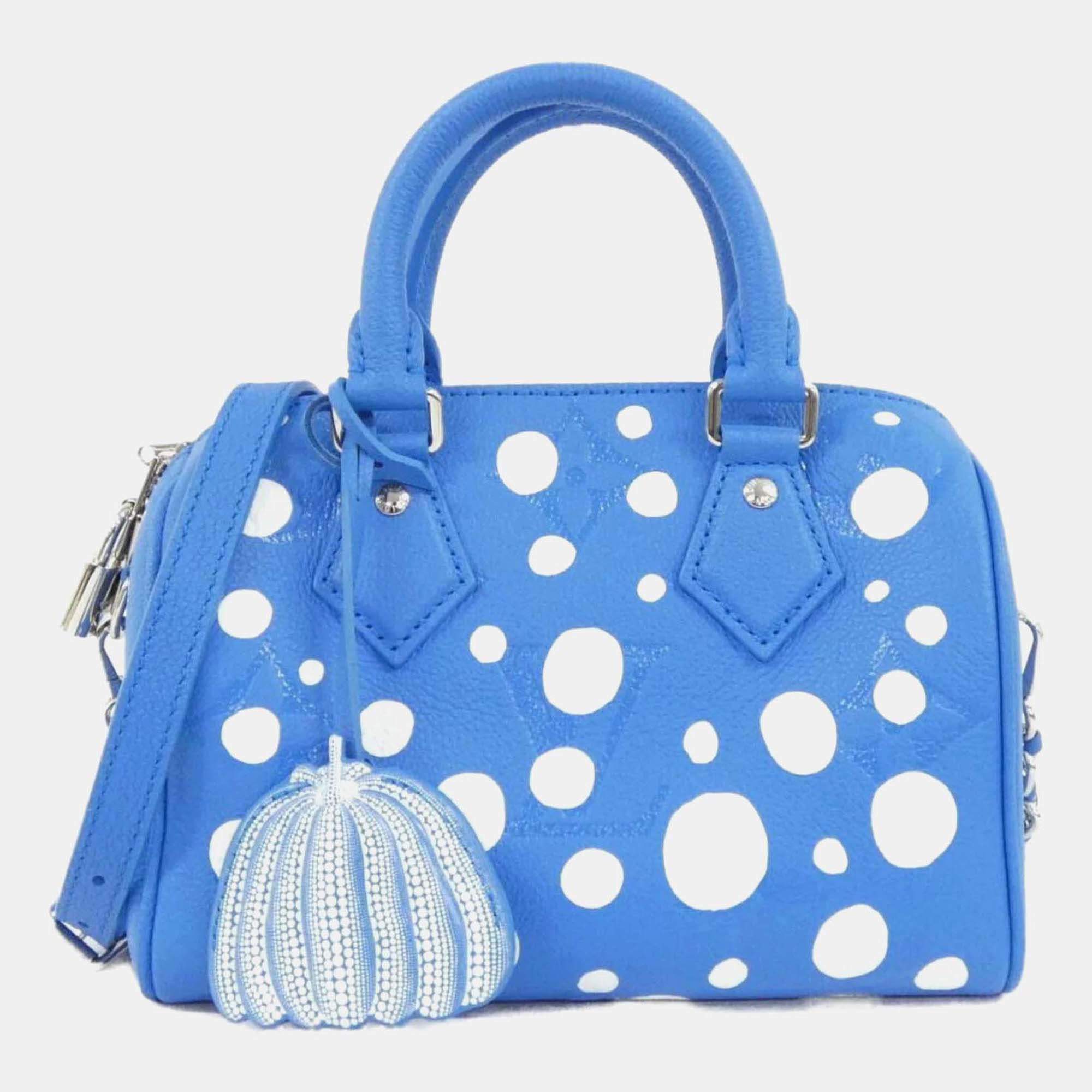 Pre Owned Louis Vuitton Yayoi Kusama Speedy Bandouliere 20 Monogram Empreinte Leather Shoulder Bag