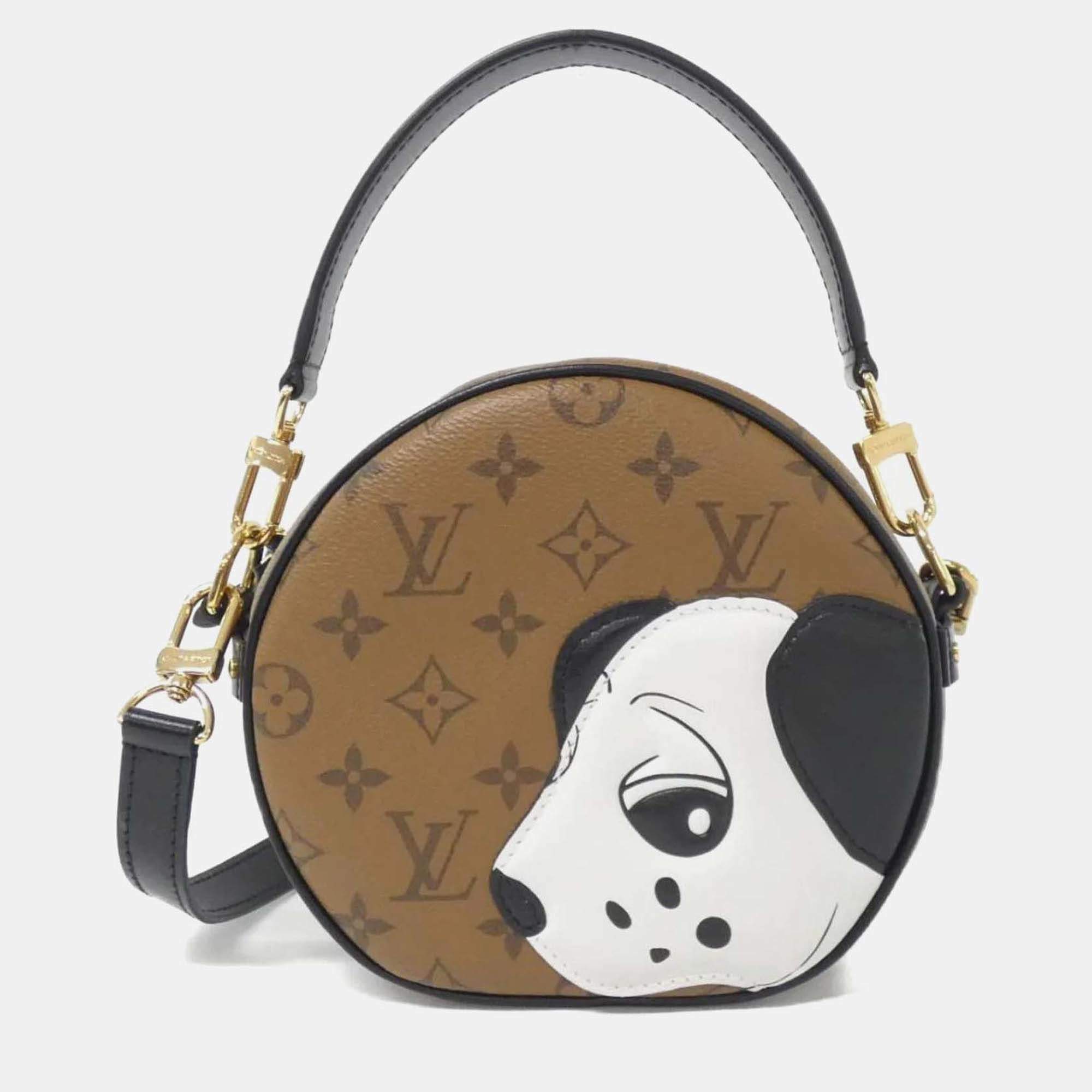 Pre Owned Louis Vuitton Boite Chapeau Souple Animogram Dalmatian Monogram Reverse Canvas Shoulder Bag