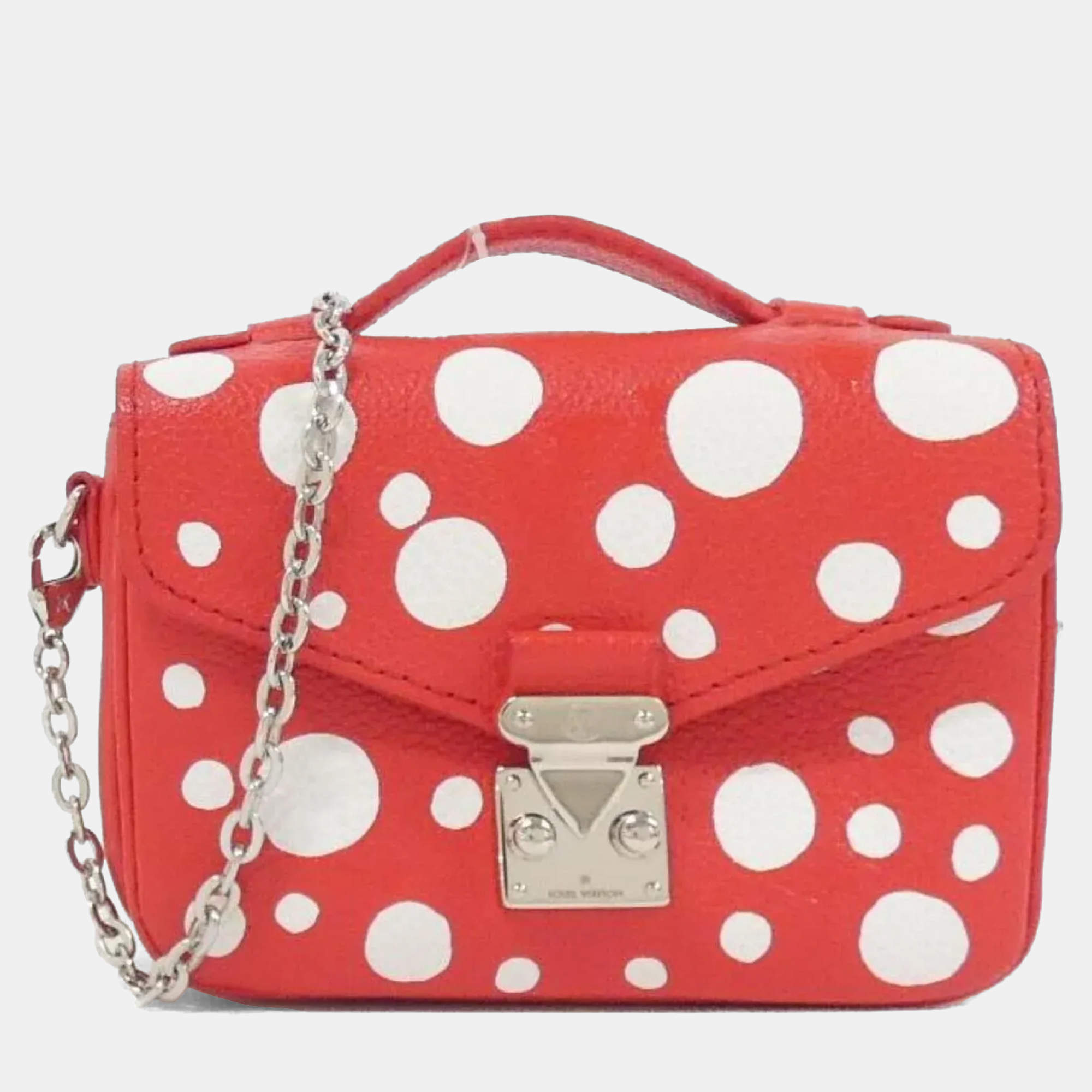 Pre Owned حقيبة كتف لوي فيتون المايكرو ميتيس جلد أمبريونت نقشة مونوغرام LV x YK لون أحمر/أبيض