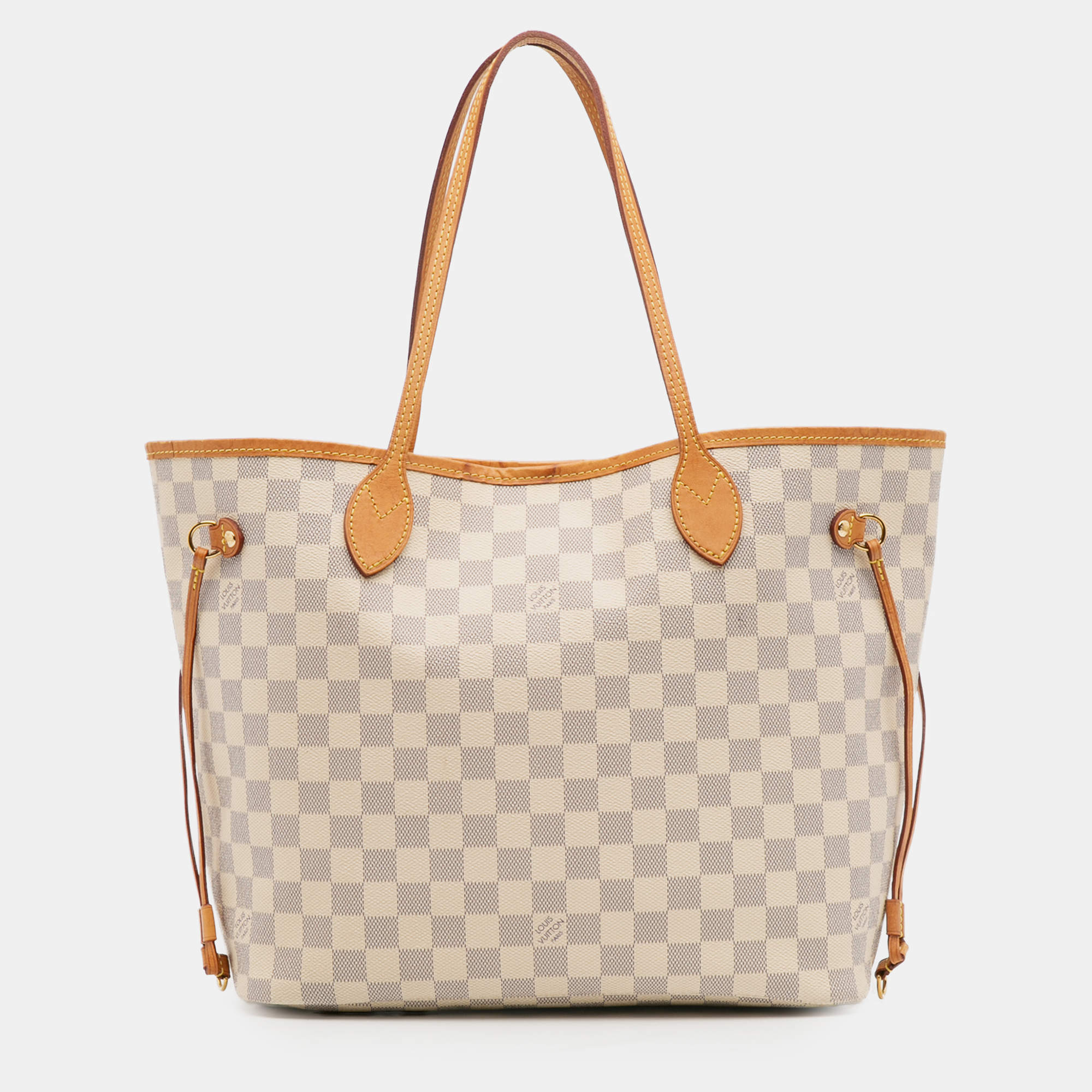 Pre Owned Louis Vuitton White Damier Azur Neverfull MM