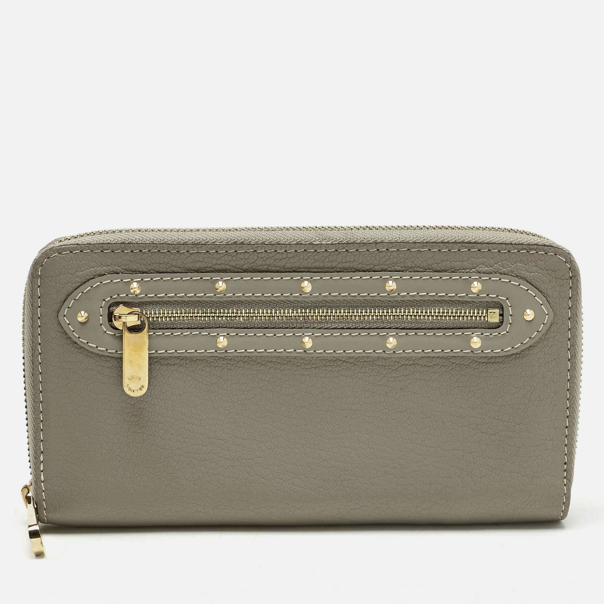 Pre Owned Louis Vuitton Grey Suhali Leather Zip Continental Wallet