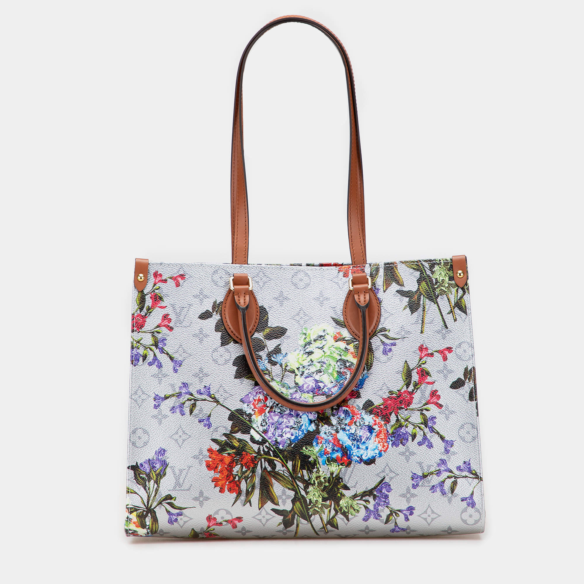 Pre Owned Louis Vuitton Silver Monogram Metallic LV Garden OnTheGo MM