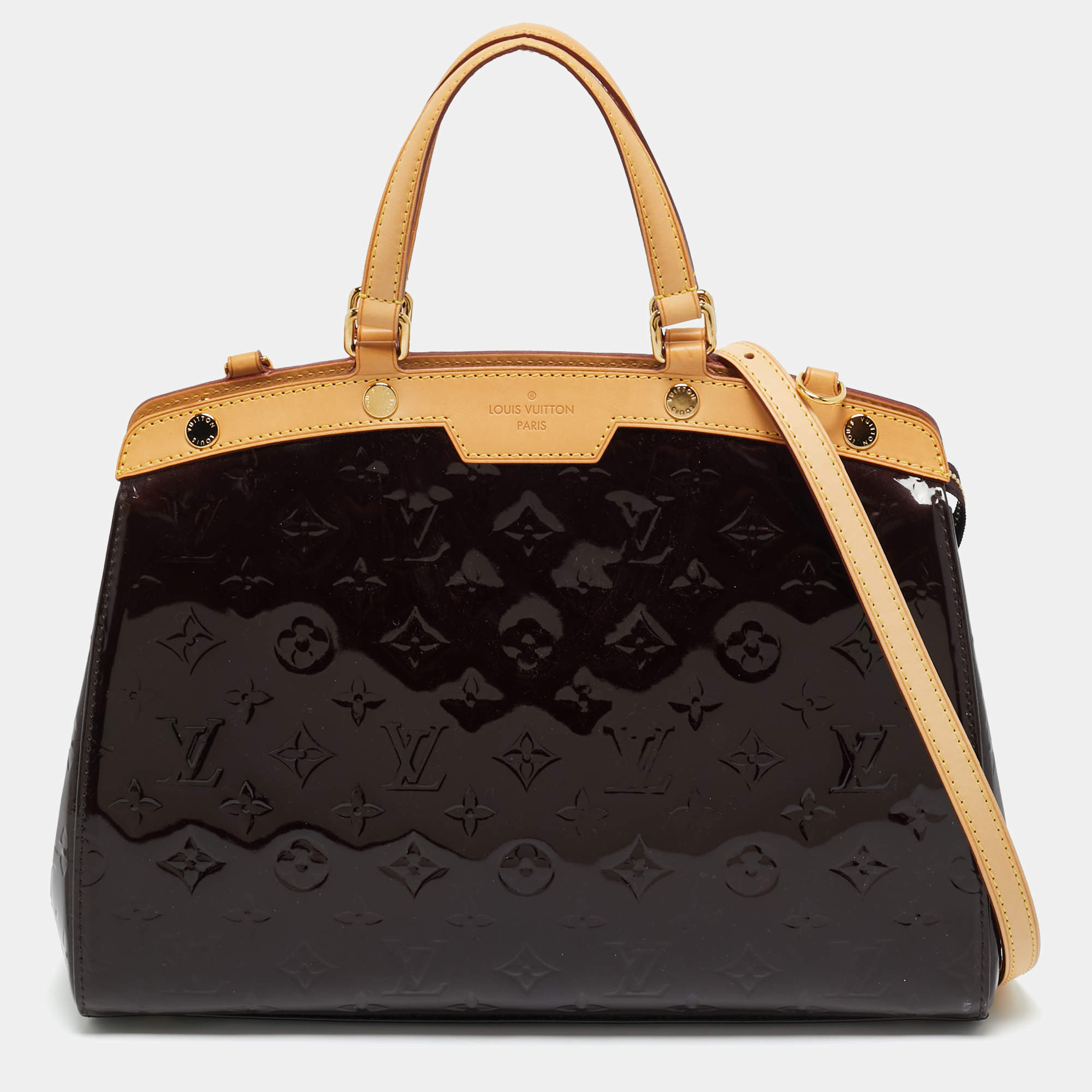 Pre Owned Louis Vuitton Amarante Monogram Vernis Brea MM Bag