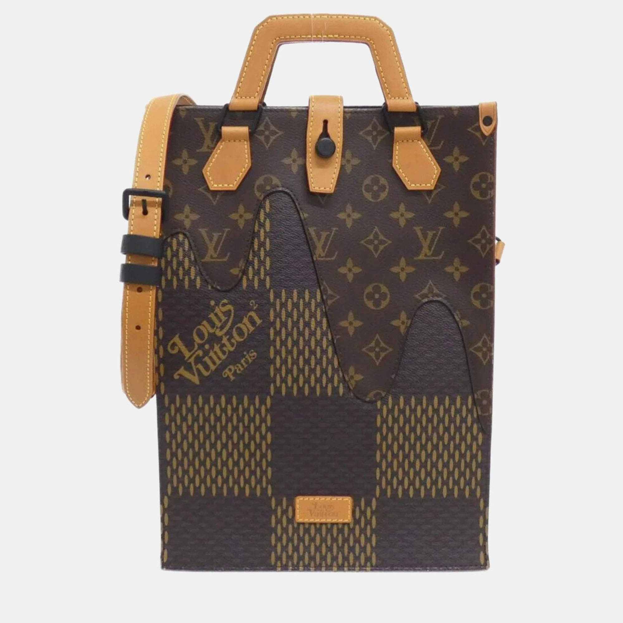 Pre Owned Louis Vuitton Mini Giant Damier Ebene Canvas Tote Bag