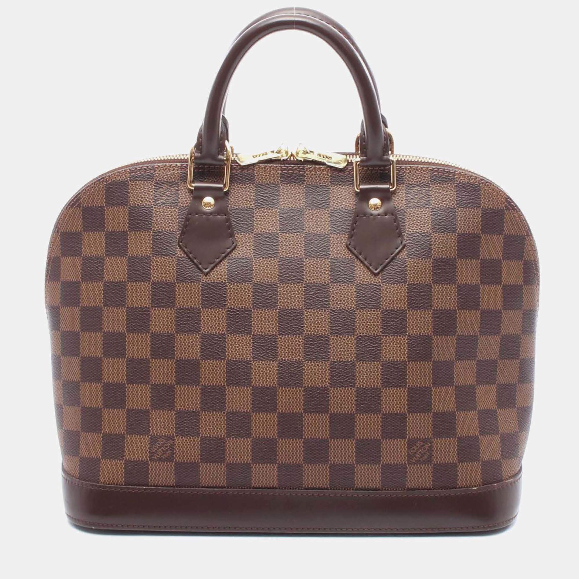 Pre Owned Louis Vuitton Alma Damier Ebene Coated Canvas Top Handle Bag