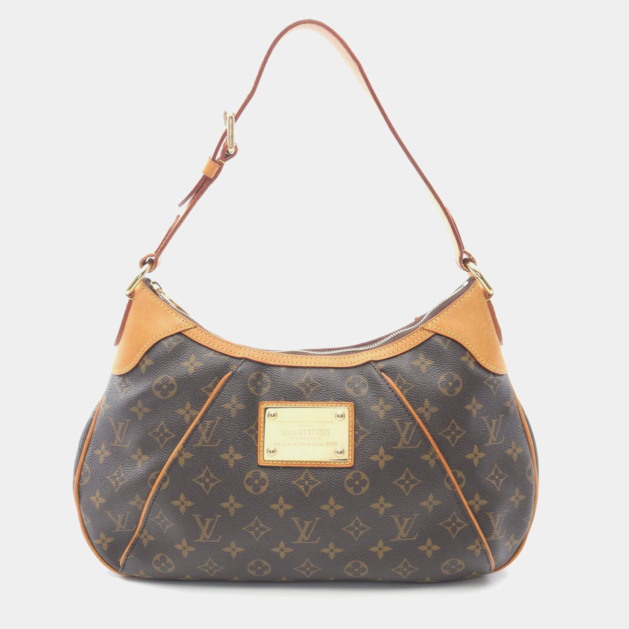 Pre Owned Louis Vuitton Thames Gm Shoulder Bag Monogram Canvas Leather Brown