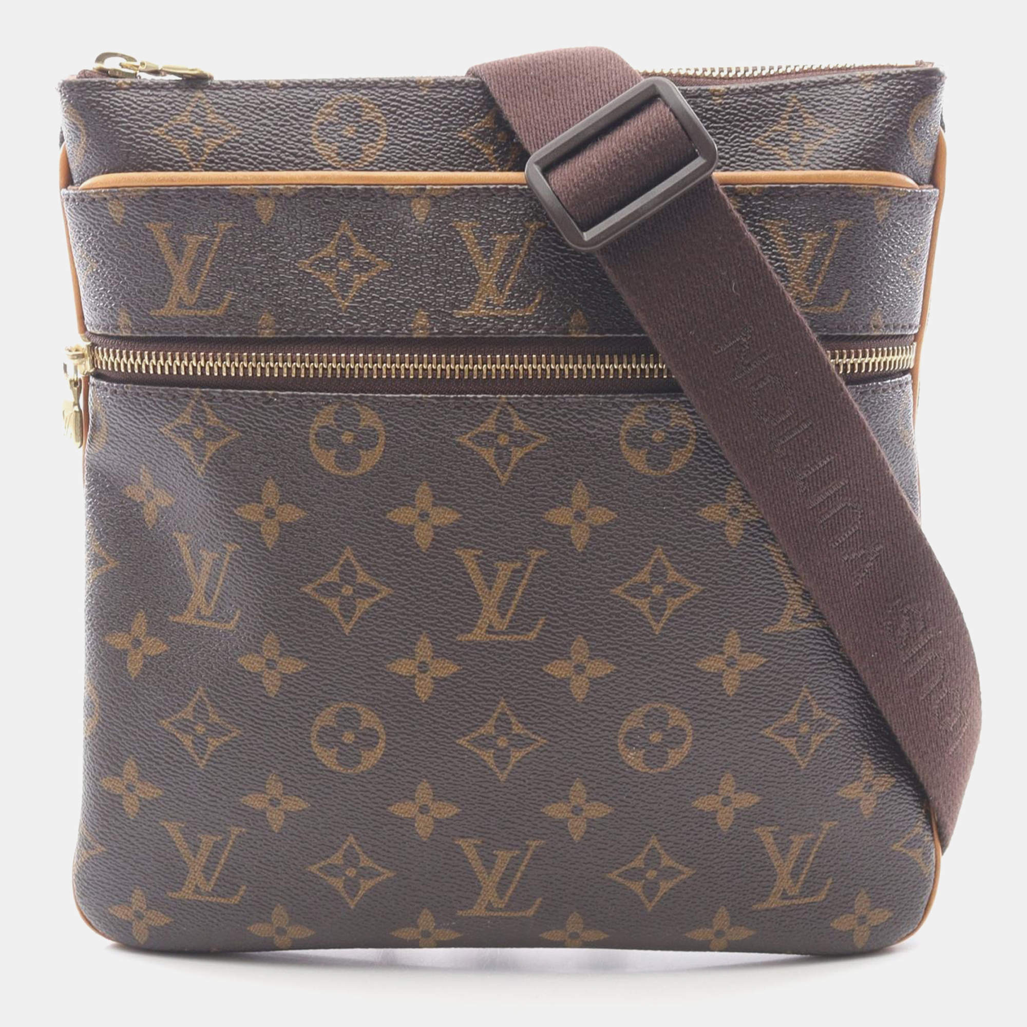 Pre Owned Louis Vuitton Pochette Valmy Shoulder Bag Monogram Canvas Leather Brown