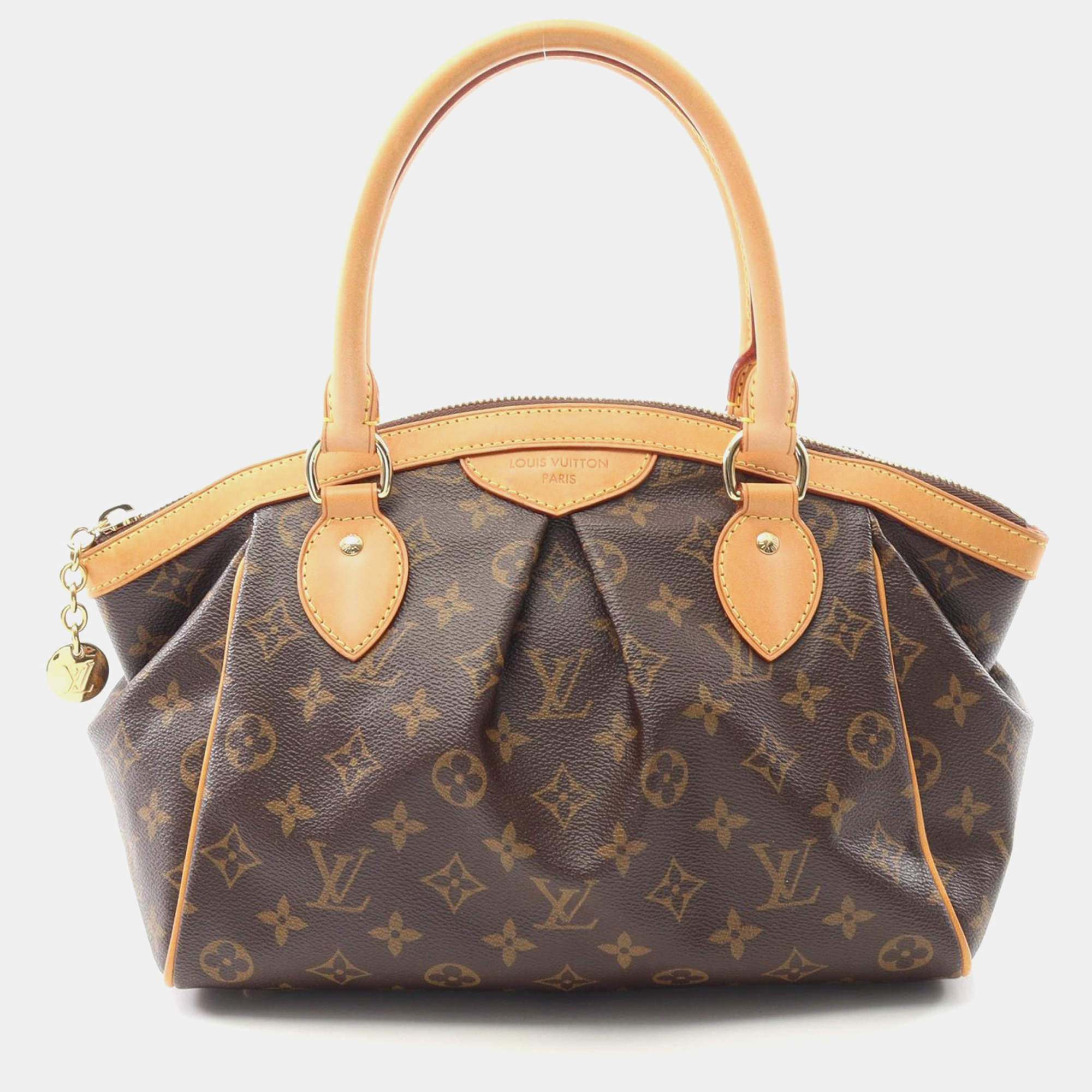 Pre Owned Louis Vuitton Tivoli Pm Handbag Monogram Canvas Leather Brown