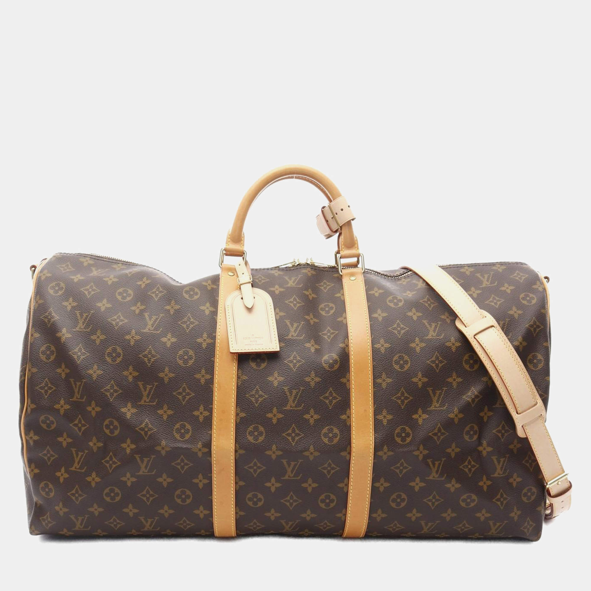 Pre Owned Louis Vuitton Keepall Bandoulière 60 Brown Monogram Shoulder Handbag