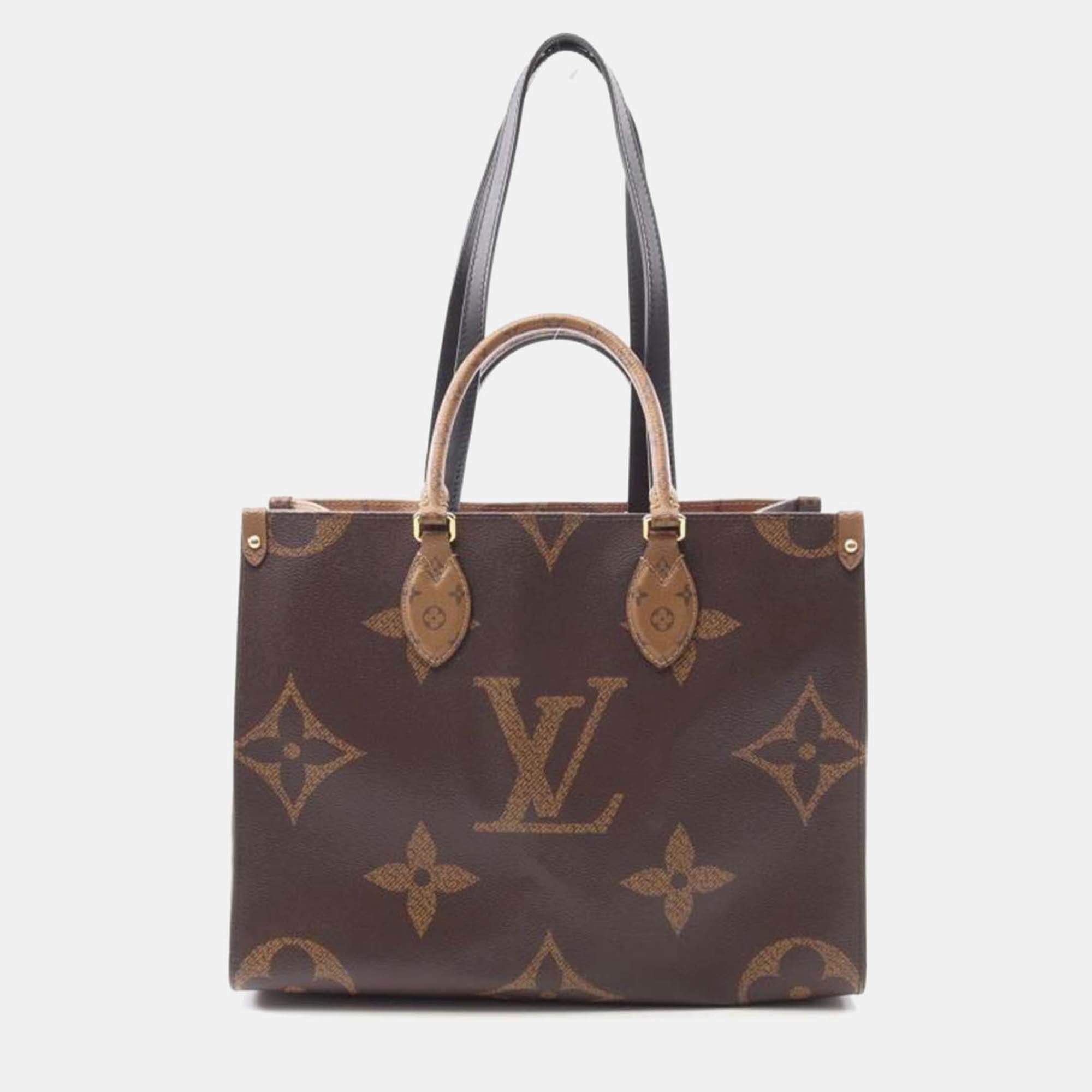 Pre Owned Louis Vuitton On The Go MM Brown Monogram Canvas Tote Bag