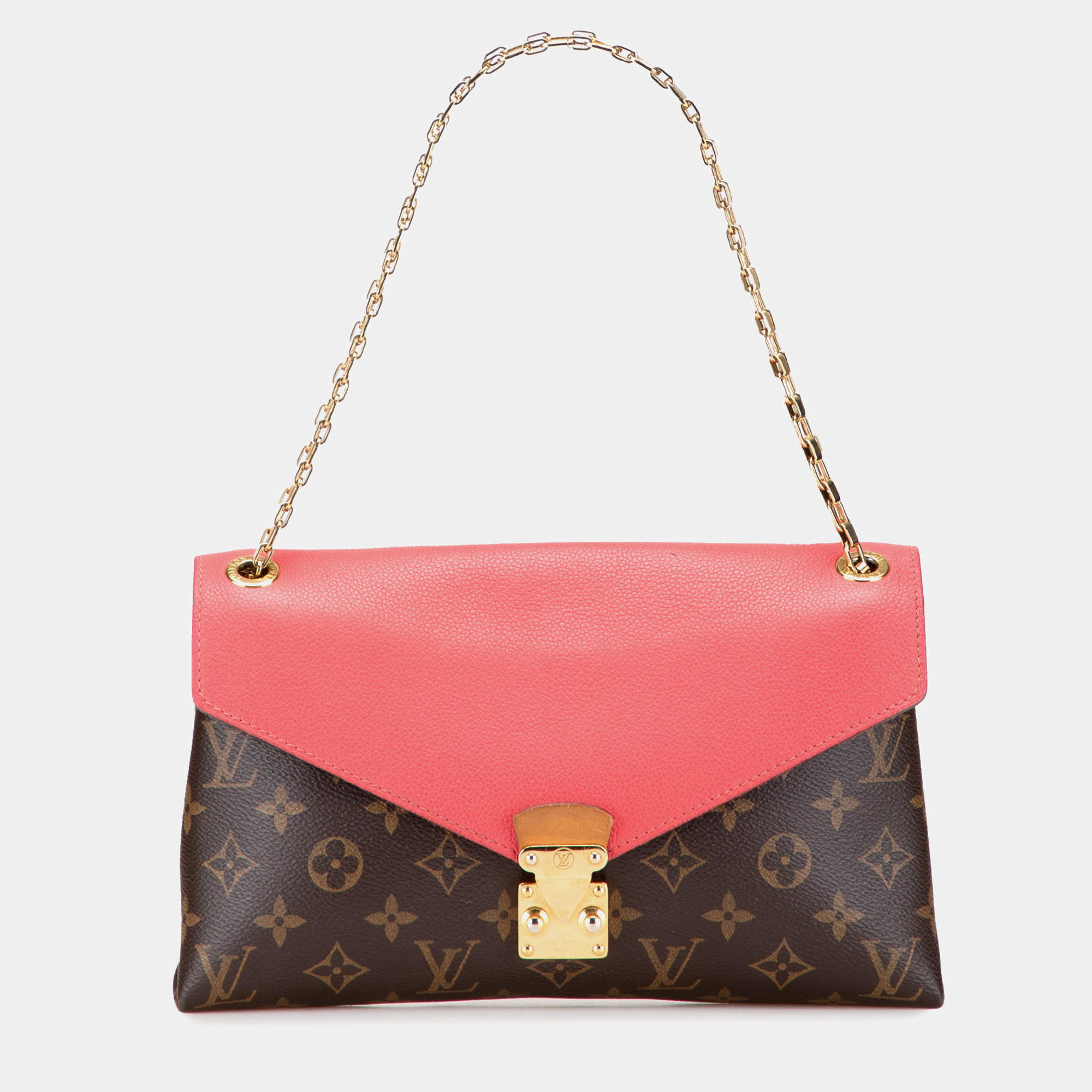Pre Owned Louis Vuitton Brown Pink Monogram Pallas Chain