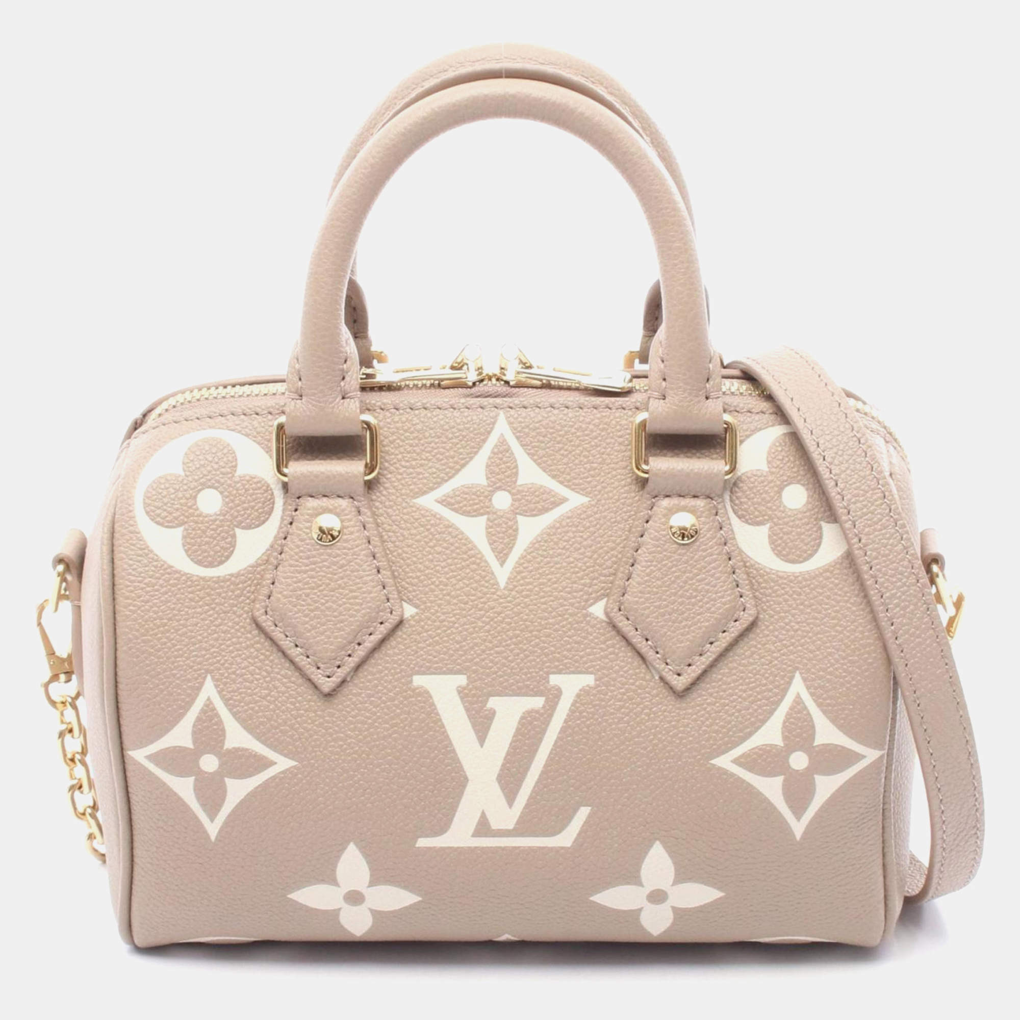 Pre Owned Louis Vuitton Speedy Bandouliere 20 Beige, Tourterelle Monogram Empreinte Leather Shoulder Bag