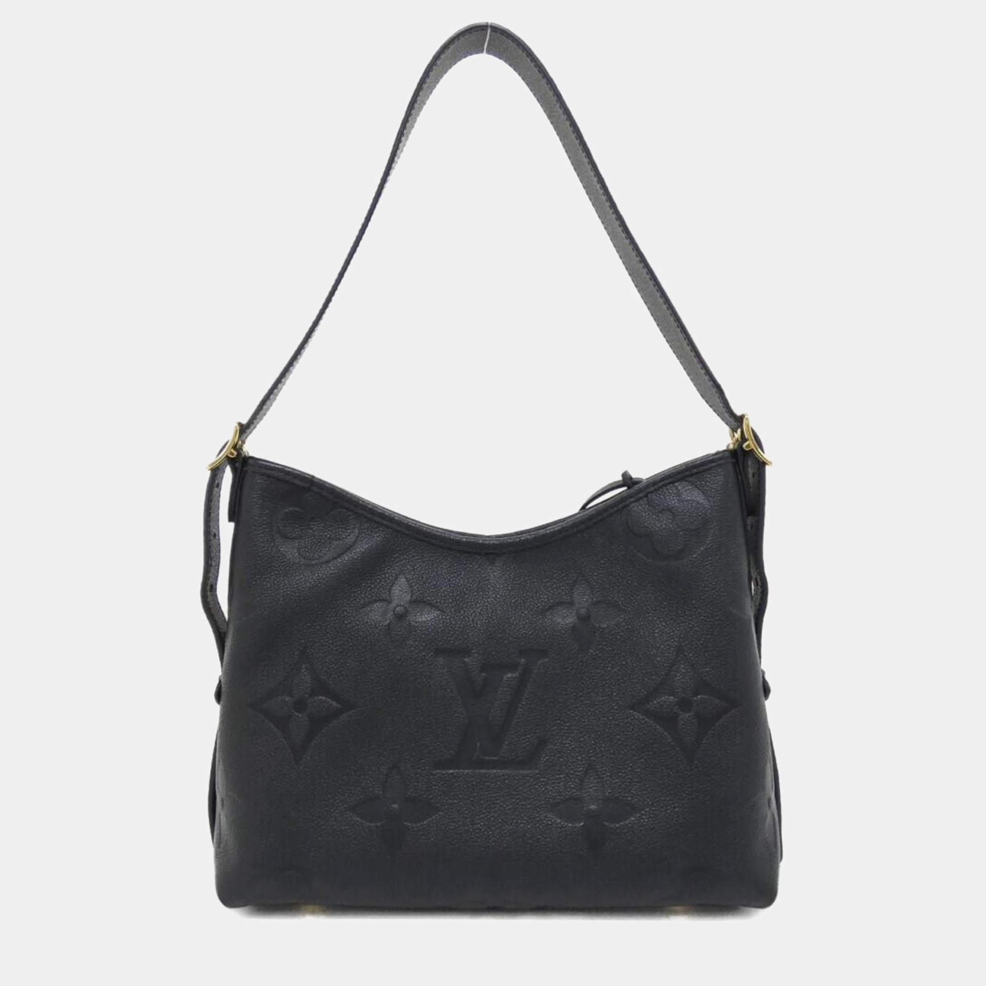 Pre Owned Louis Vuitton Carryall Zip PM Black Monogram Empreinte Leather Shoulder Bag