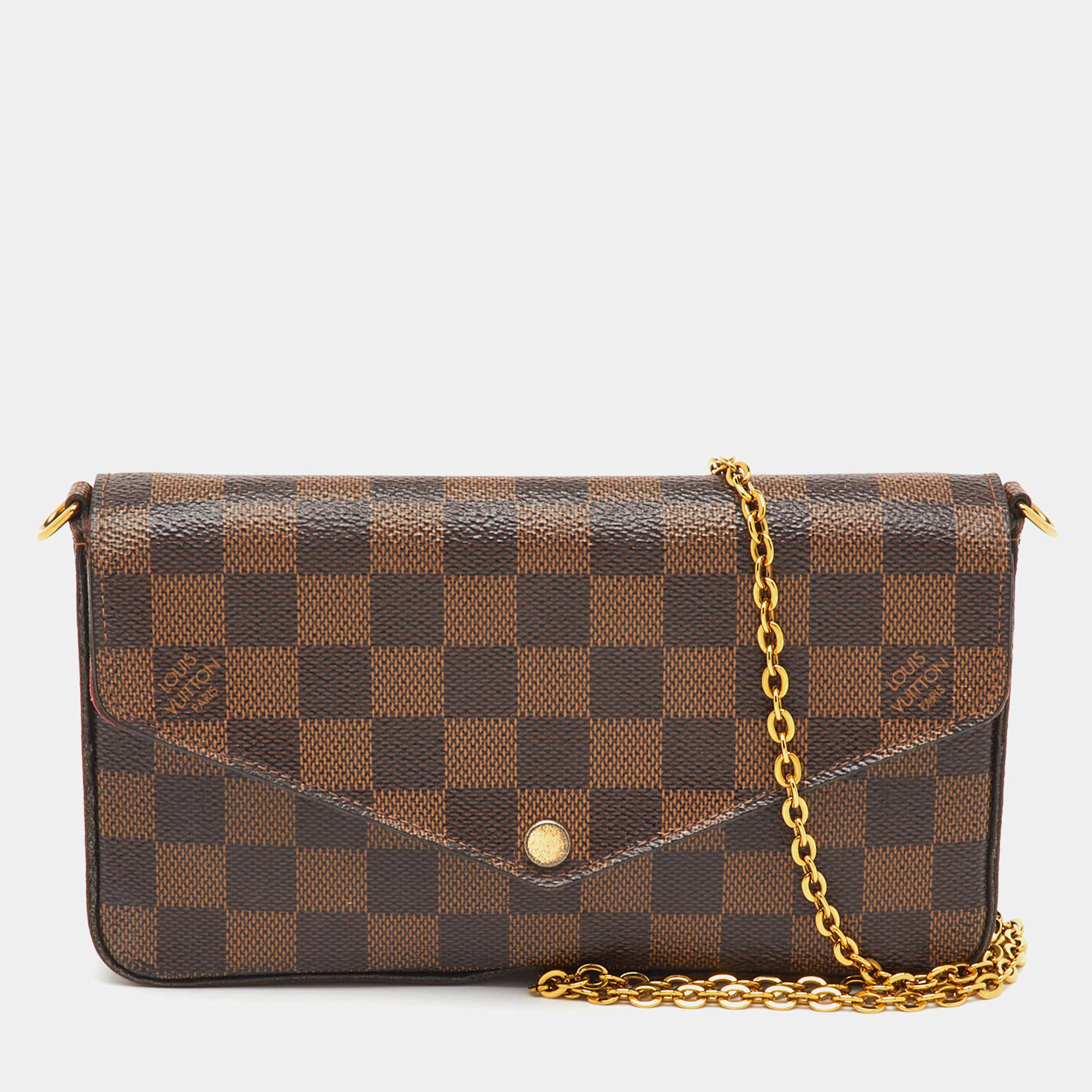 Pre Owned Louis Vuitton Damier Ebene Canvas Pochette Felicie Bag