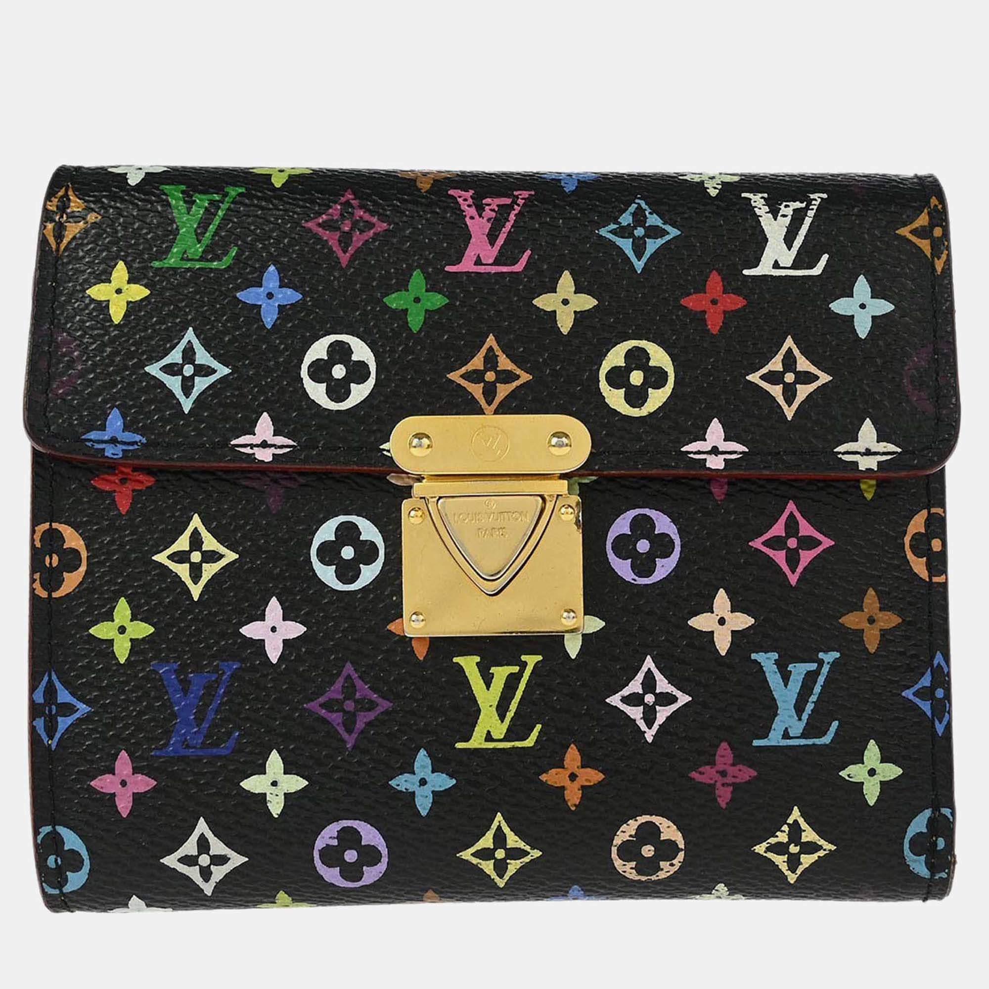 Pre Owned Louis Vuitton Portefeuille Black Multicolor Leather Wallet