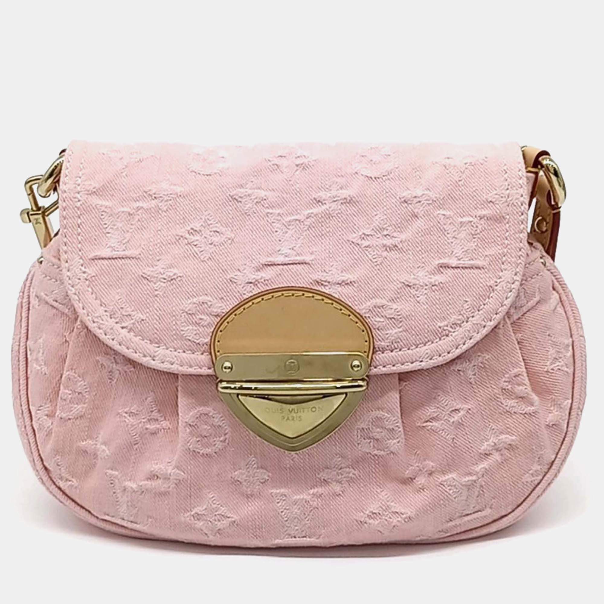 Pre Owned Louis Vuitton Sunset Pink Monogram Denim Handbag