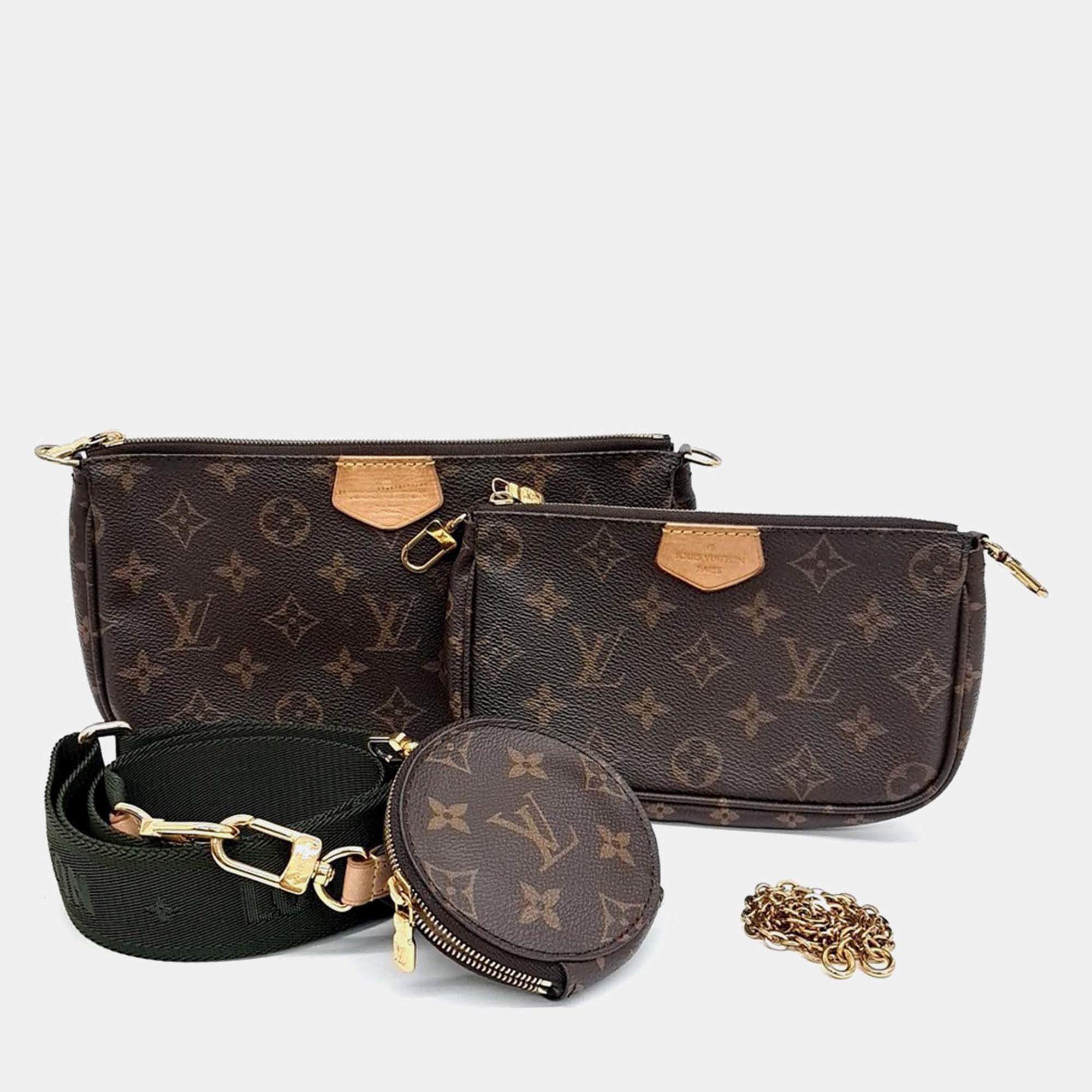 Pre Owned Louis Vuitton Brown Coated Canvas Louis Vuitton Multi Pochette Accessoires