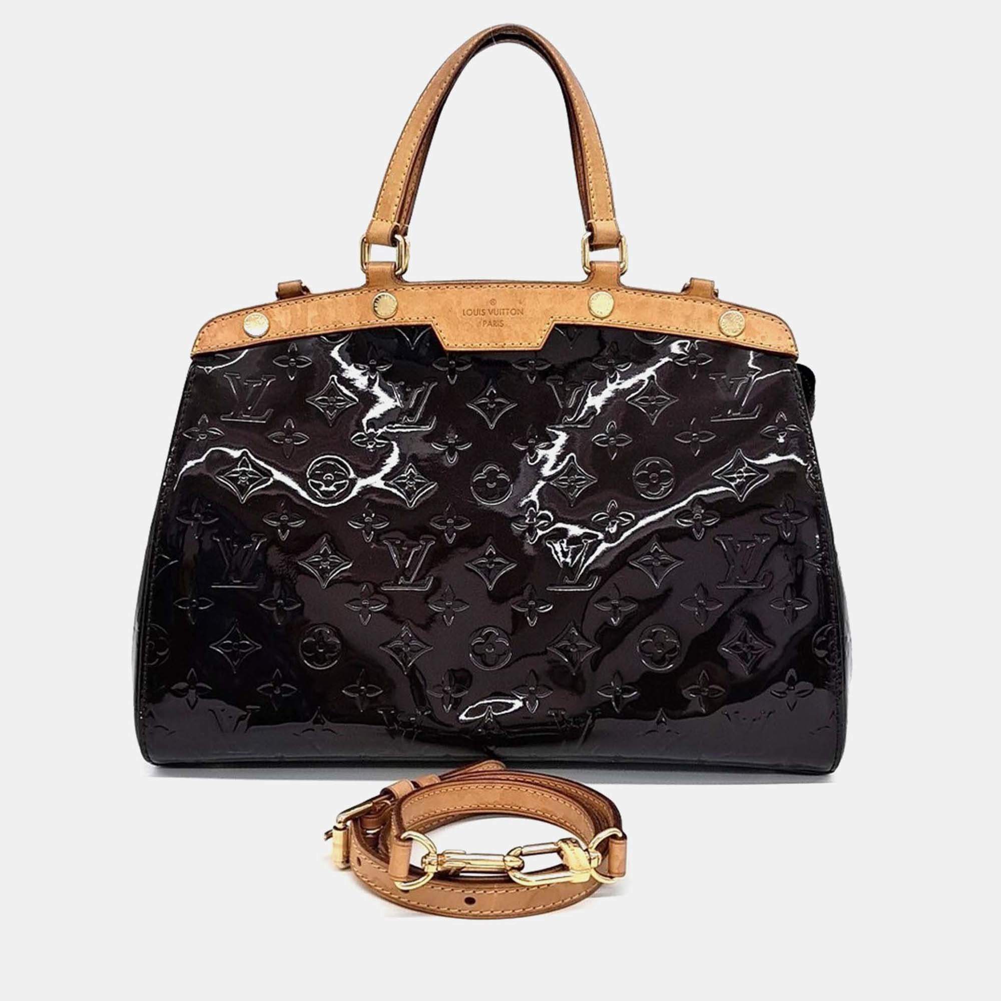 Pre Owned Louis Vuitton Black Patent Leather Vernis Brea MM