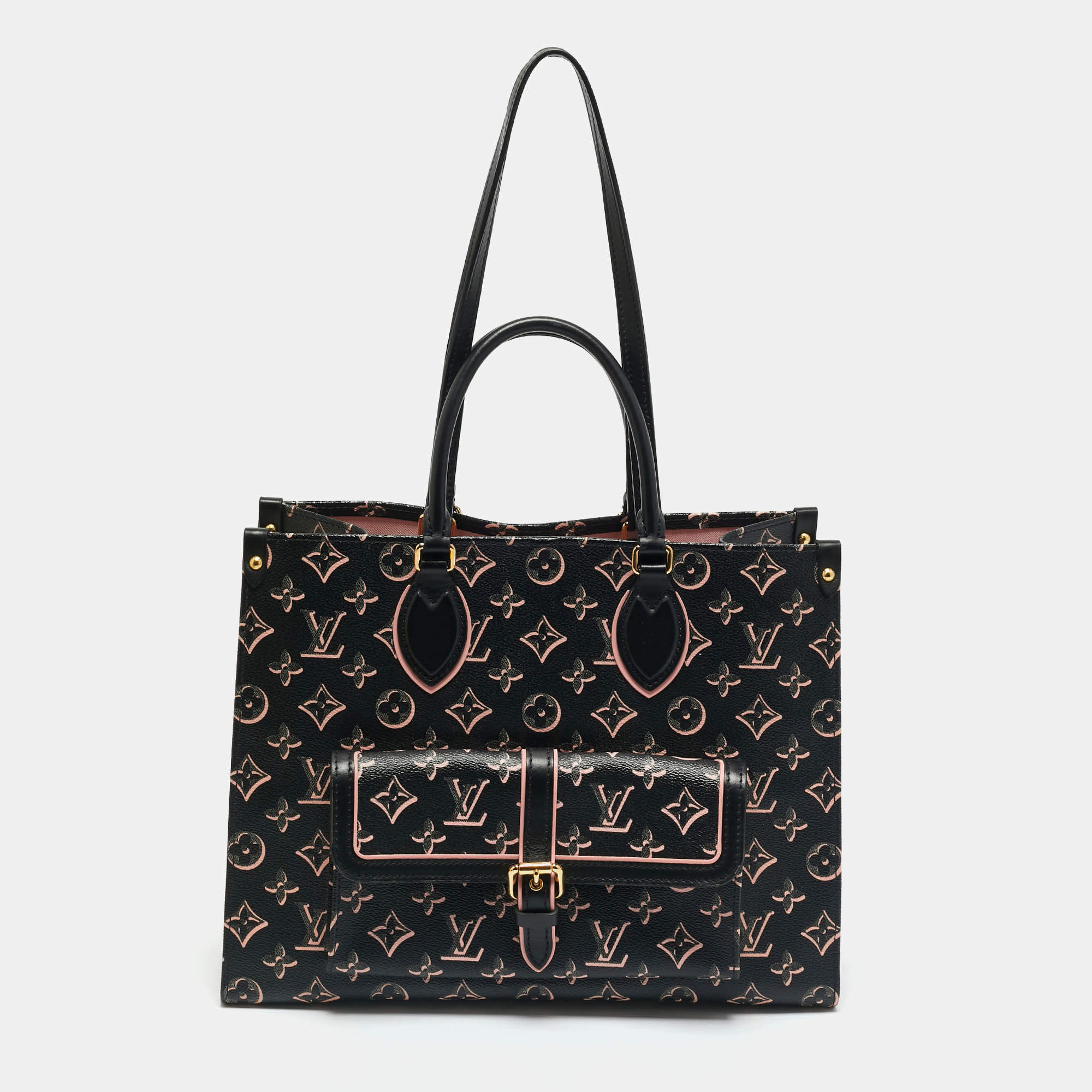 Pre Owned Louis Vuitton Black/Pink Monogram Fall for You Canvas Neo Onthego MM Tote