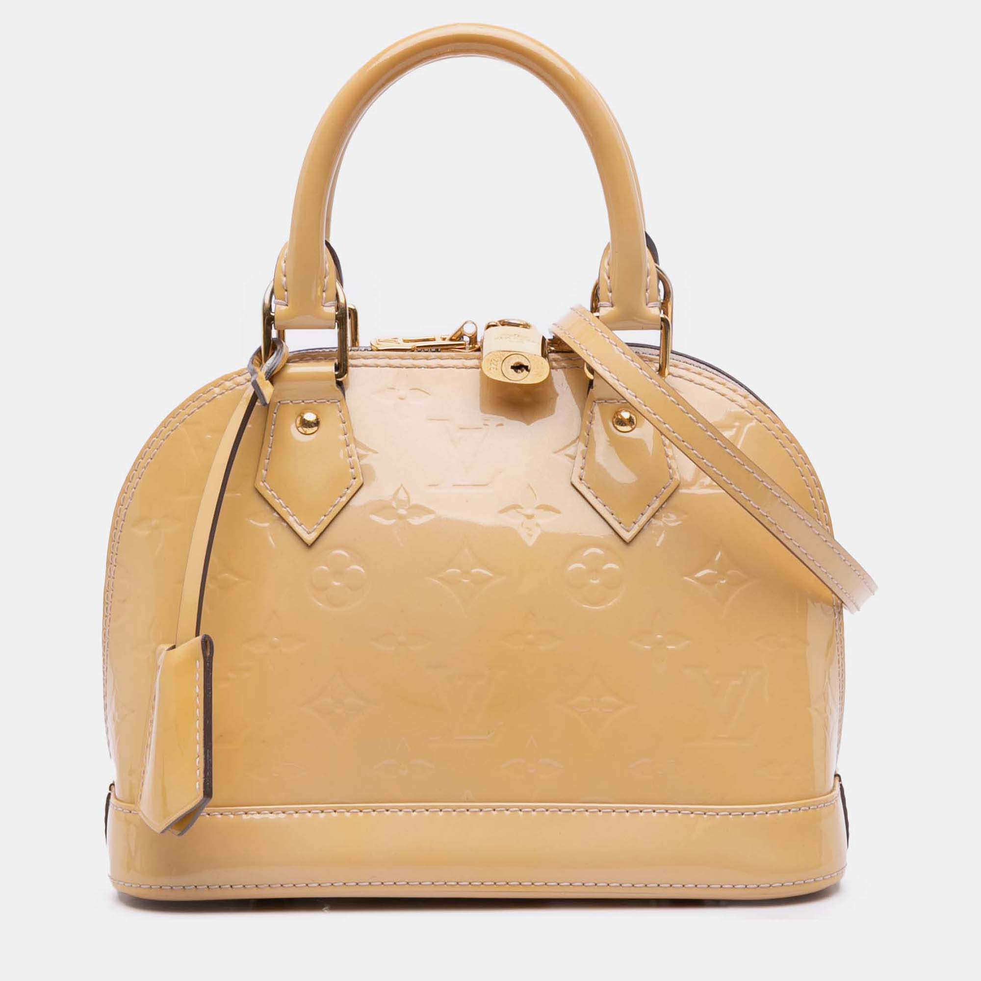 Pre Owned Louis Vuitton Brown Monogram Vernis Alma BB