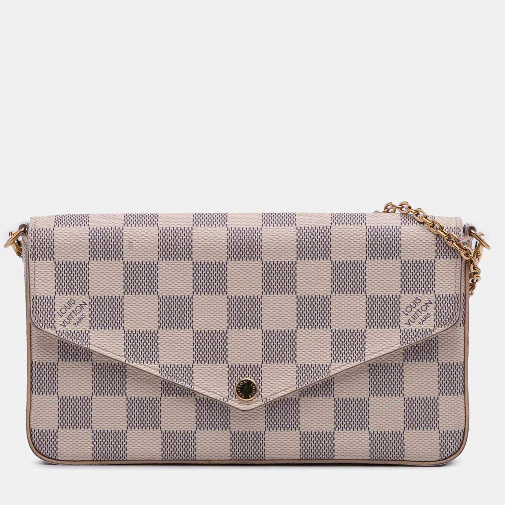 Pre Owned Louis Vuitton White Damier Azur Pochette Felicie