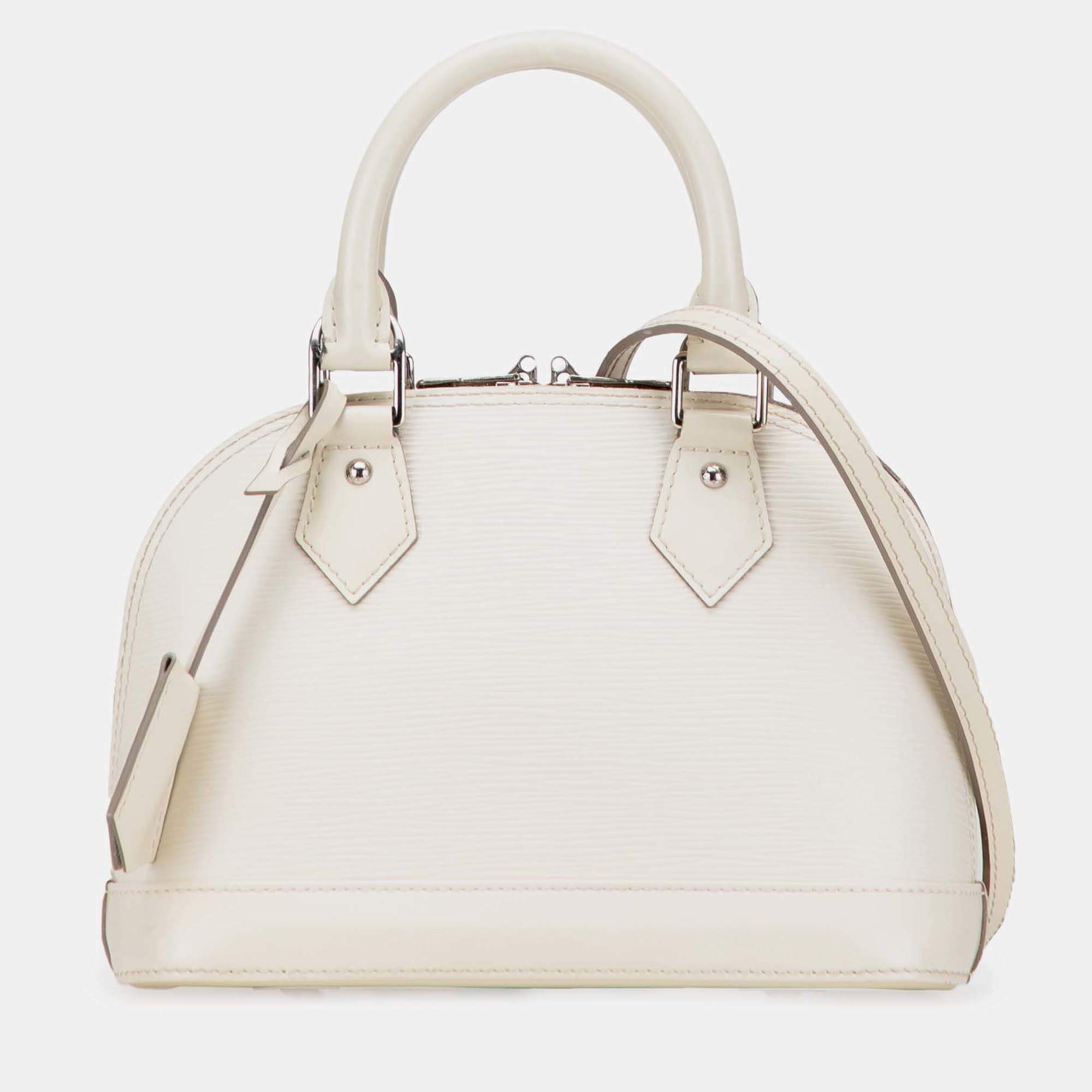 Pre Owned Louis Vuitton White Epi Alma BB Handbag