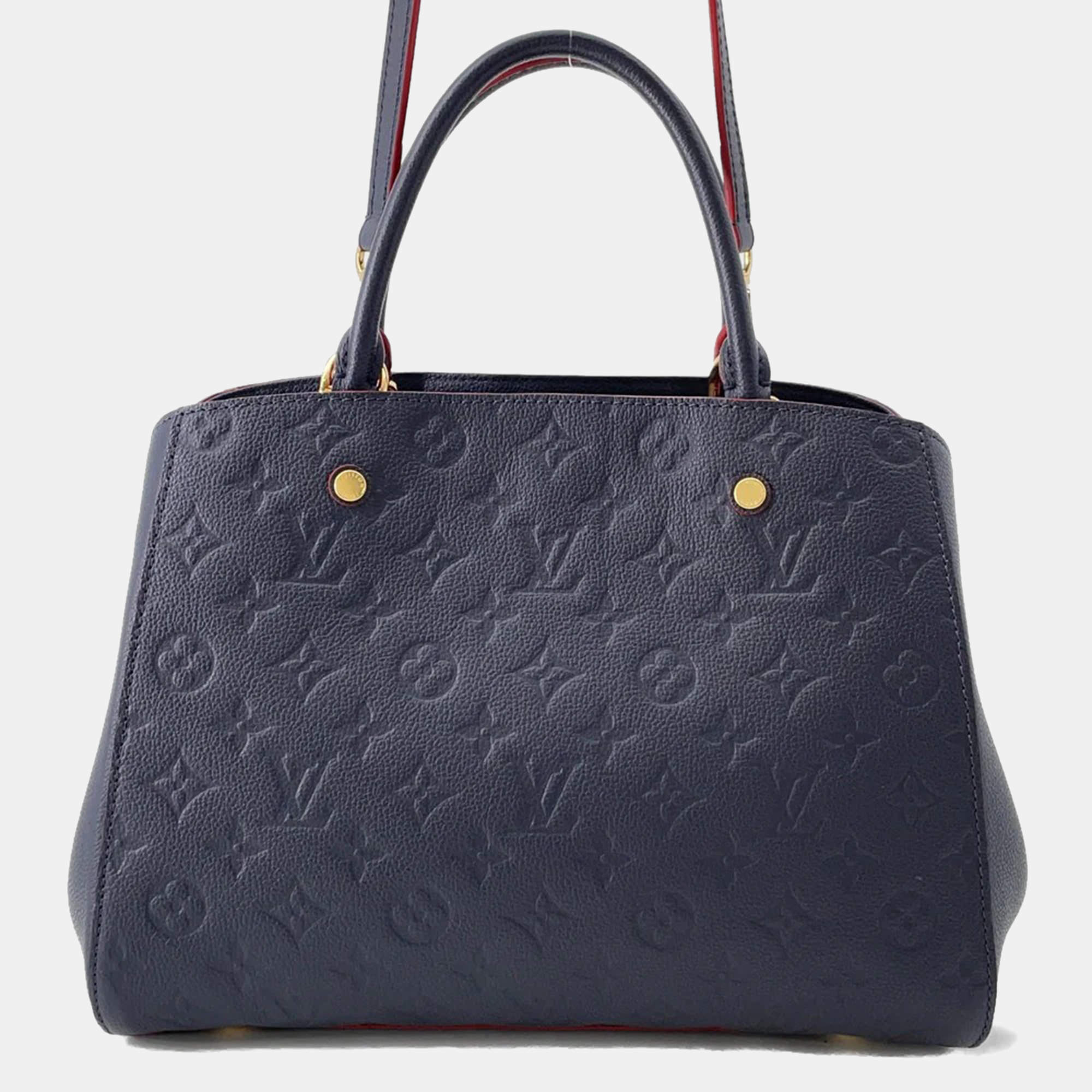 Pre Owned Louis Vuitton Montaigne MM Marine Rouge Monogram Empreinte Leather Satchel Bag