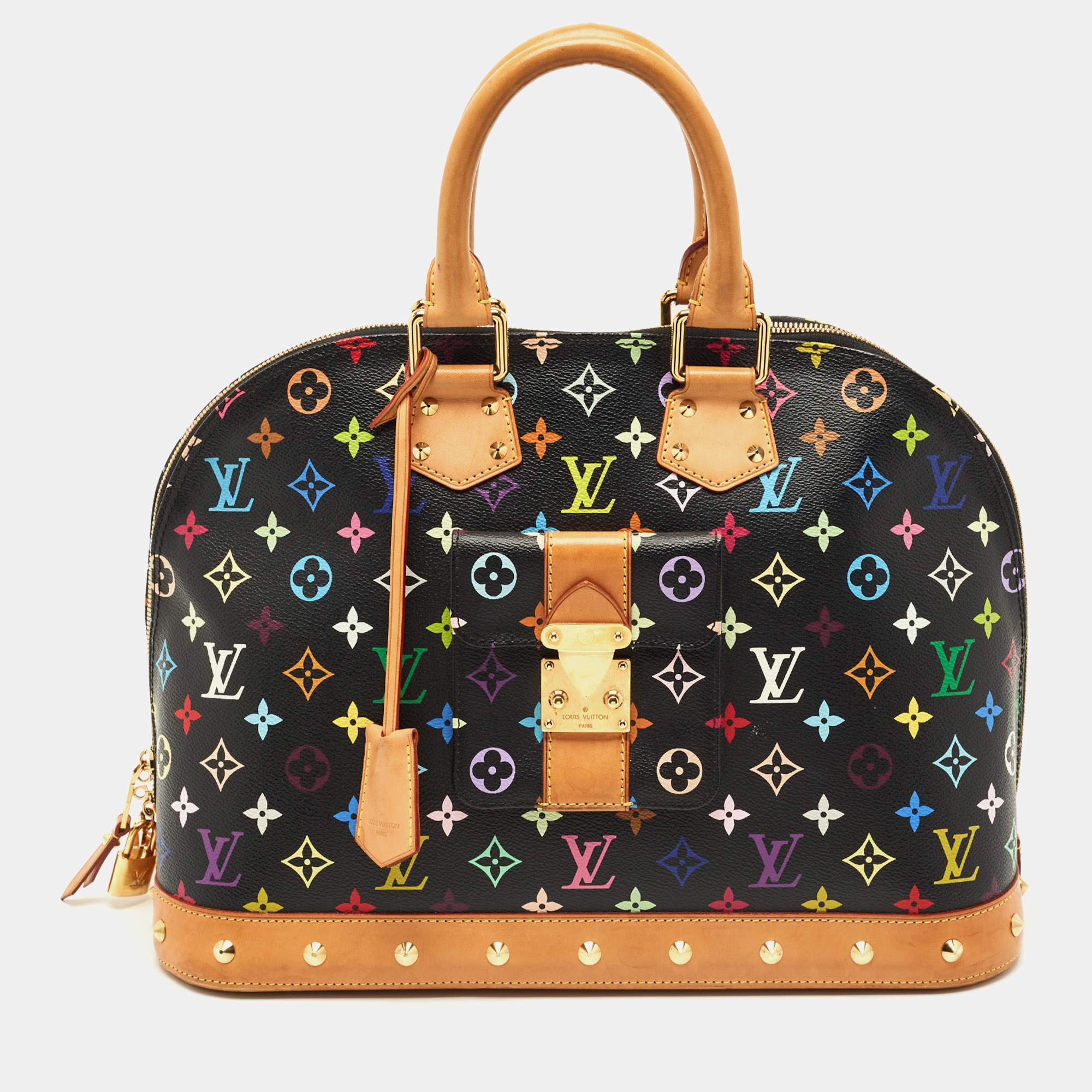 Pre Owned Louis Vuitton Black Multicolor Monogram Canvas Alma GM Bag