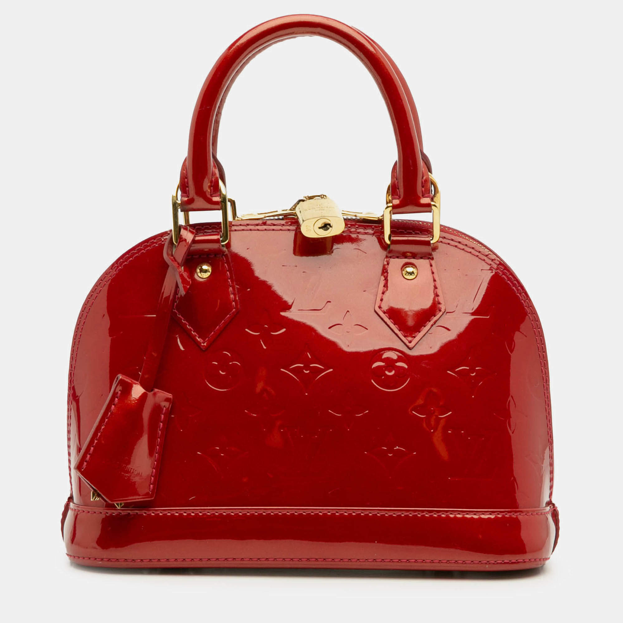 Pre Owned Louis Vuitton Red Monogram Vernis Alma BB
