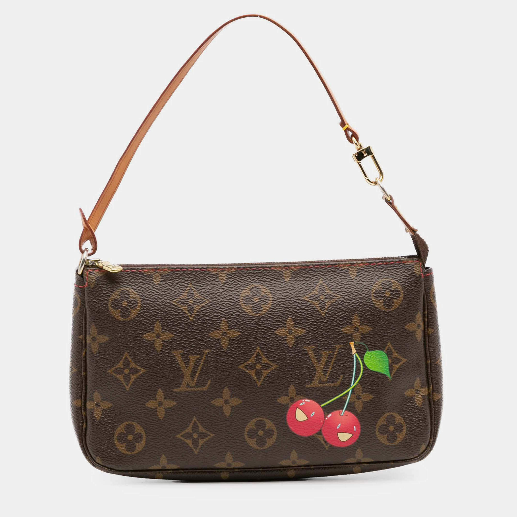 Pre Owned Louis Vuitton Brown Takashi Murakami Monogram Cherry Pochette Accessoires