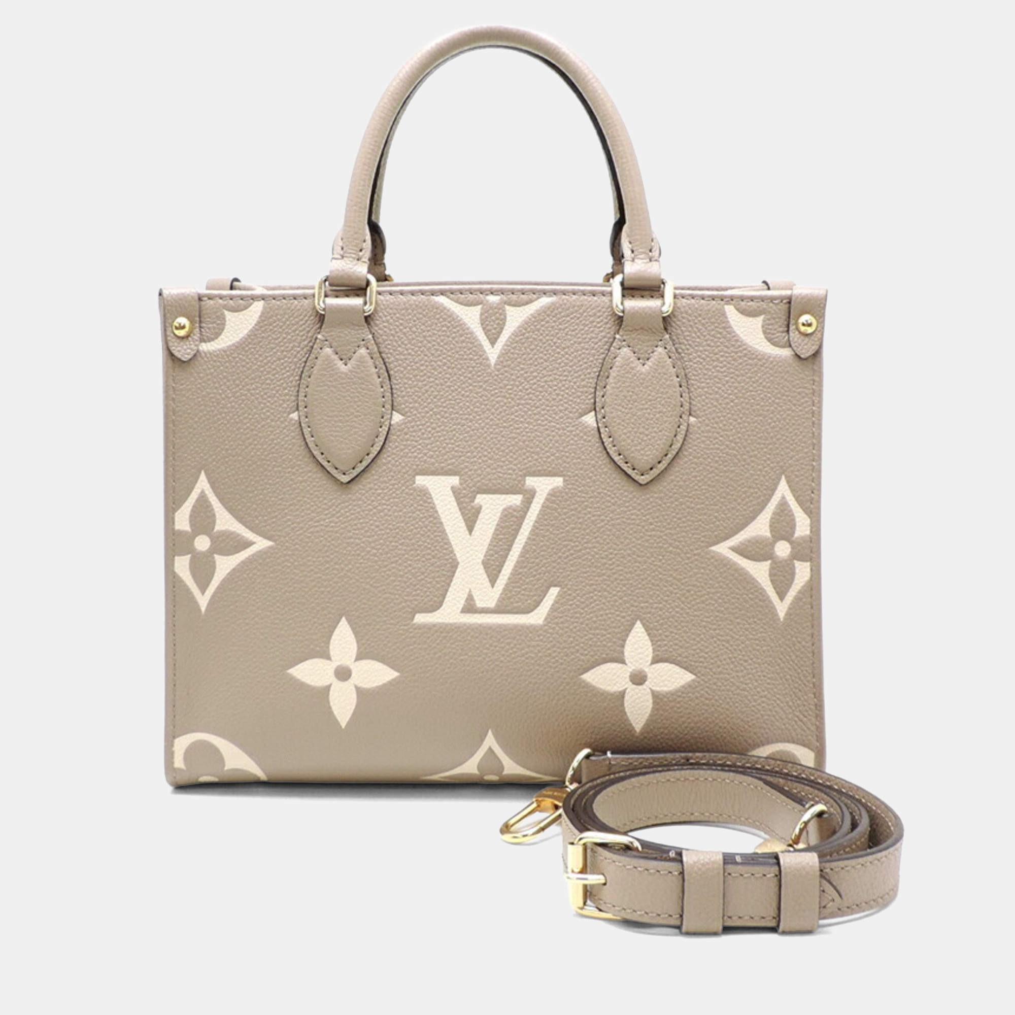 Pre Owned Louis Vuitton OnTheGo Cream Bicolor Monogram Empreinte Tourterelle PM Handbag
