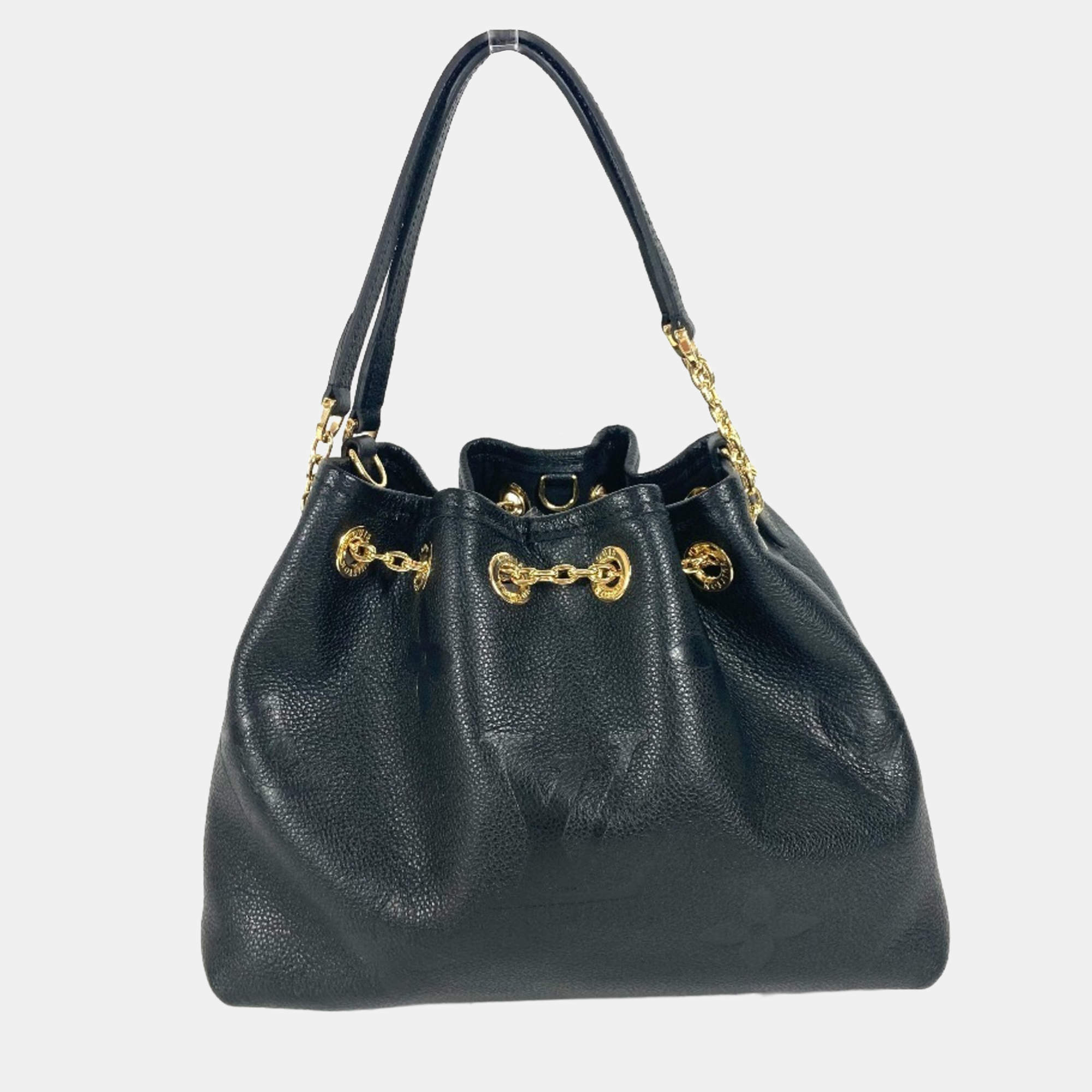 Pre Owned Louis Vuitton Black Monogram Empreinte LV Bundle Drawstring 2Way Hand Shoulder Bag