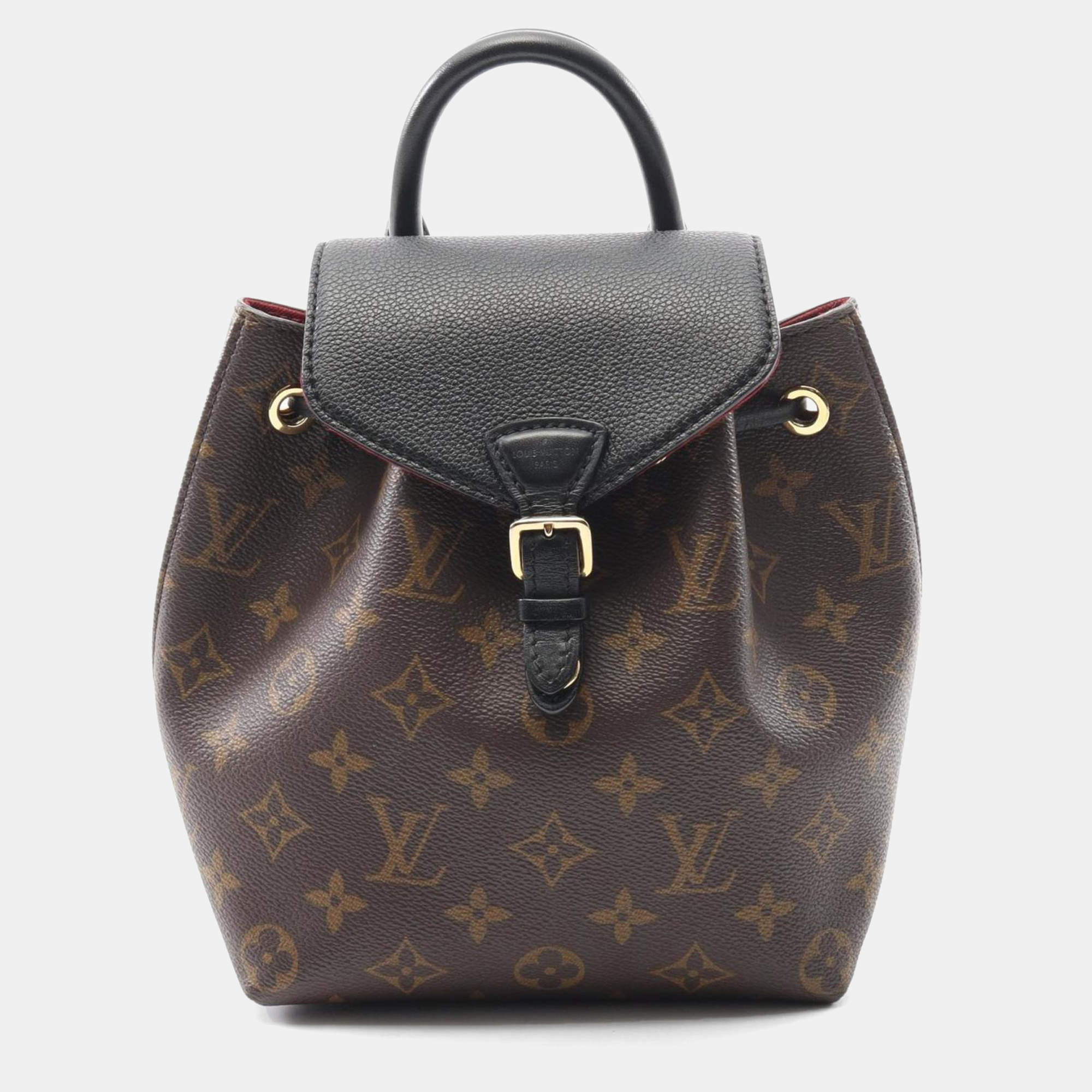 Pre Owned Louis Vuitton Montsouris Nm Bb Coated Canvas And Leather Monogram  Brown Black Backpack 