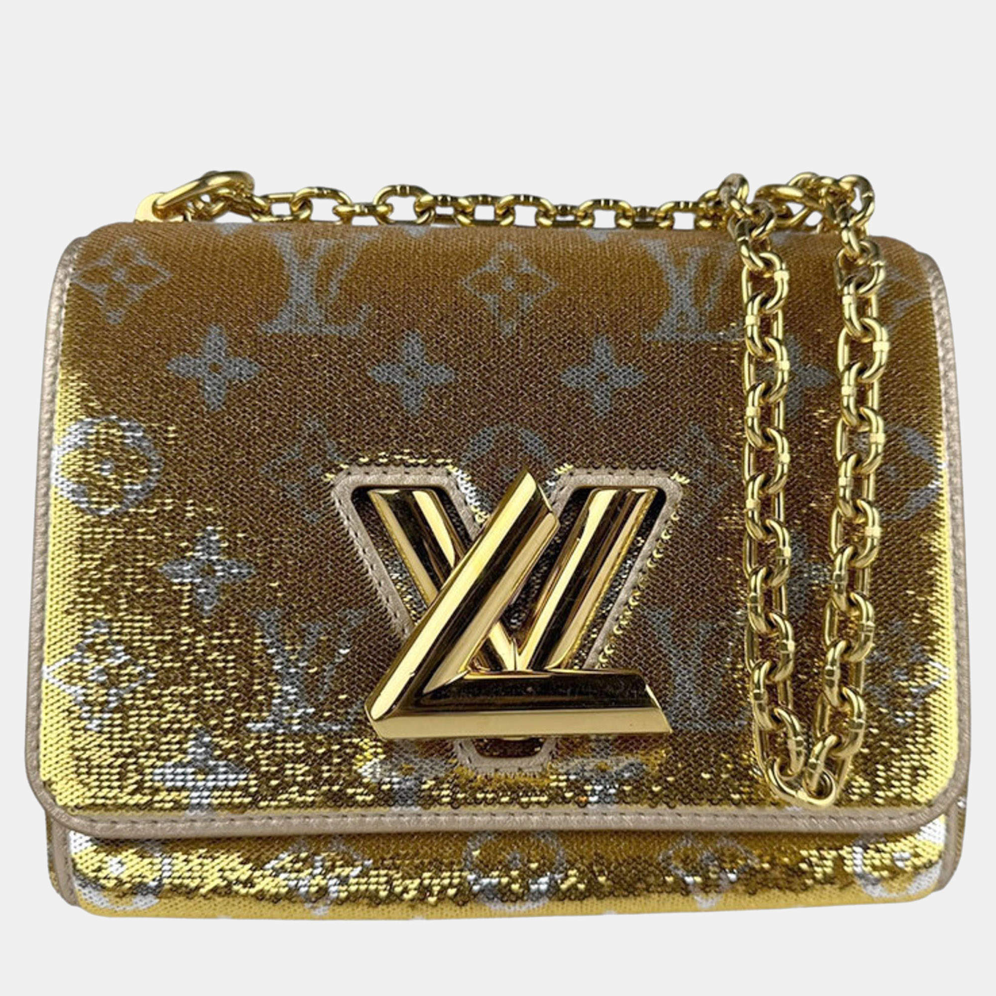 Pre Owned Louis Vuitton Twist PM  Gold Silver Sequin  Shoulder Bag