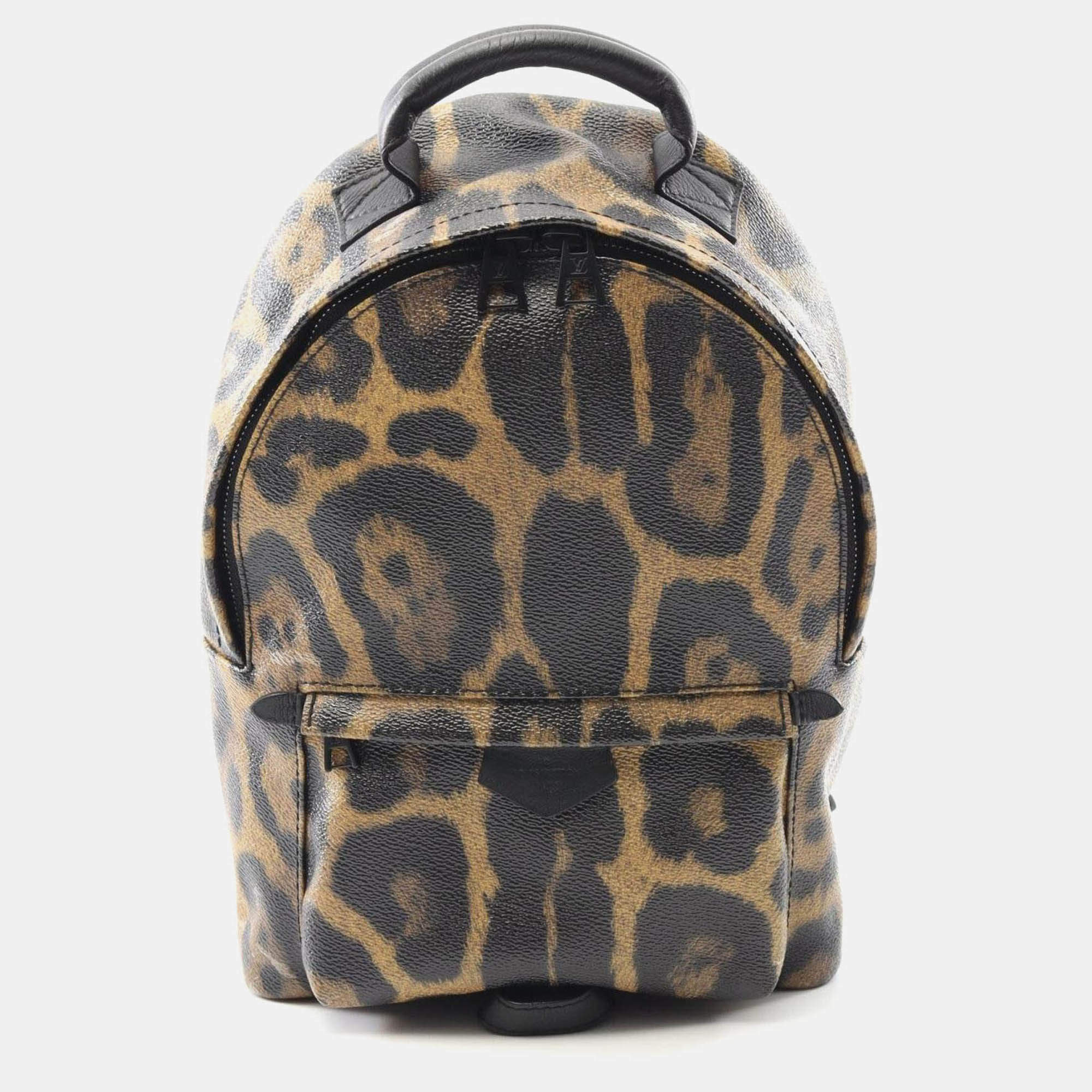 مملوكة مسبقًا حقيبة ظهر لويس فويتون بالم سبرينغز وسط قماش مطلي جلد بني أسود