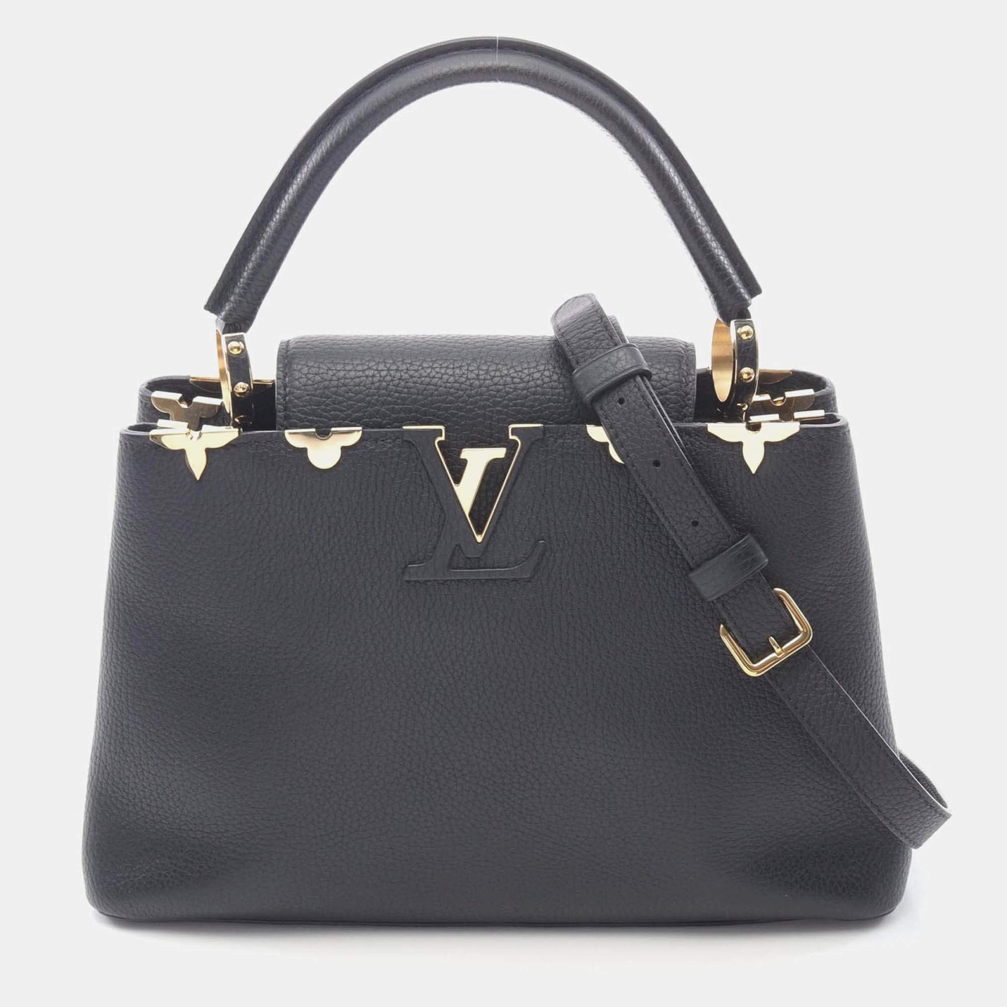 Pre Owned Louis Vuitton Capucine PM Black Taurillon Leather Shoulder Handbag