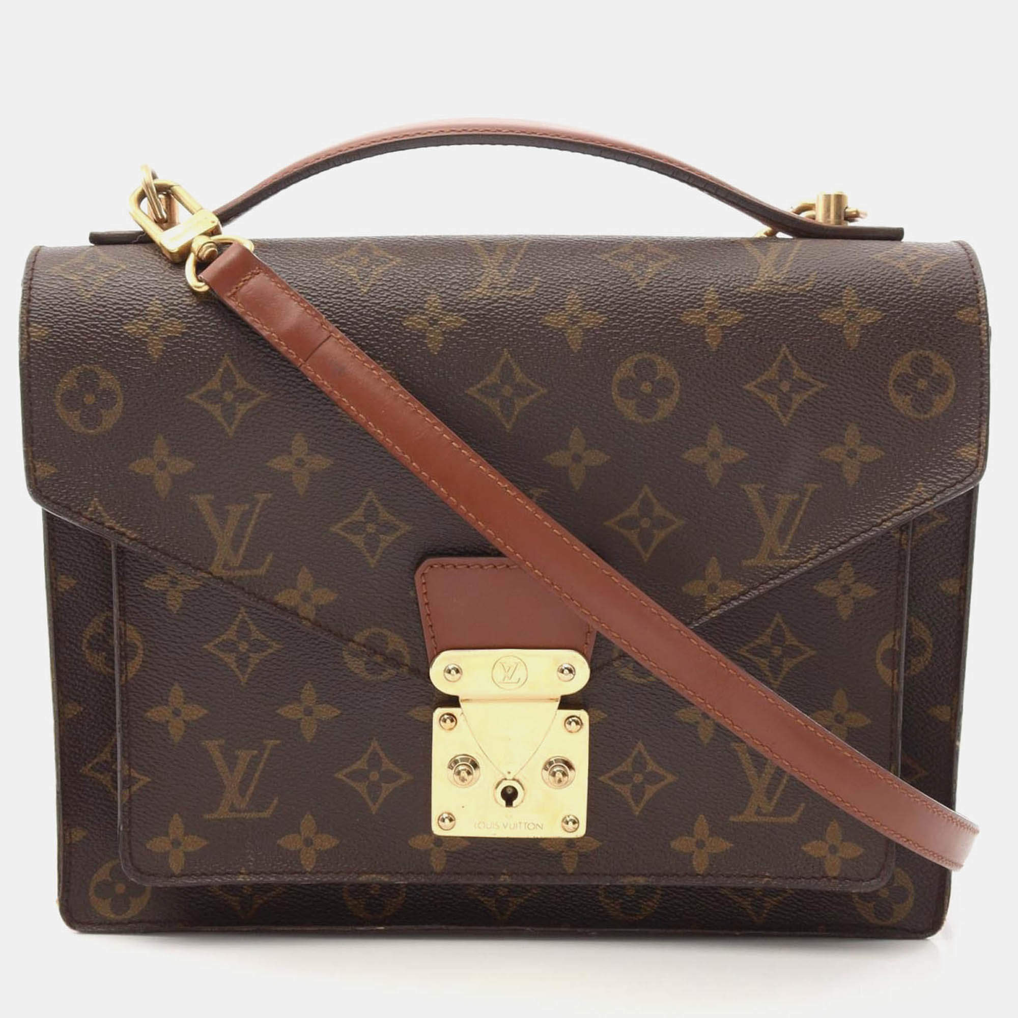 Pre Owned Louis Vuitton Monceau Shoulder Handbag  Monogram Canvas Brown