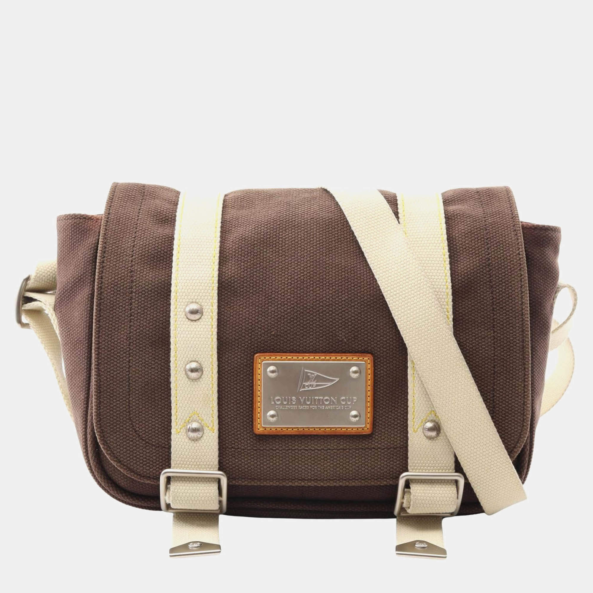Pre Owned Louis Vuitton Busas Pm Shoulder Bag  Antigua Canvas Moka