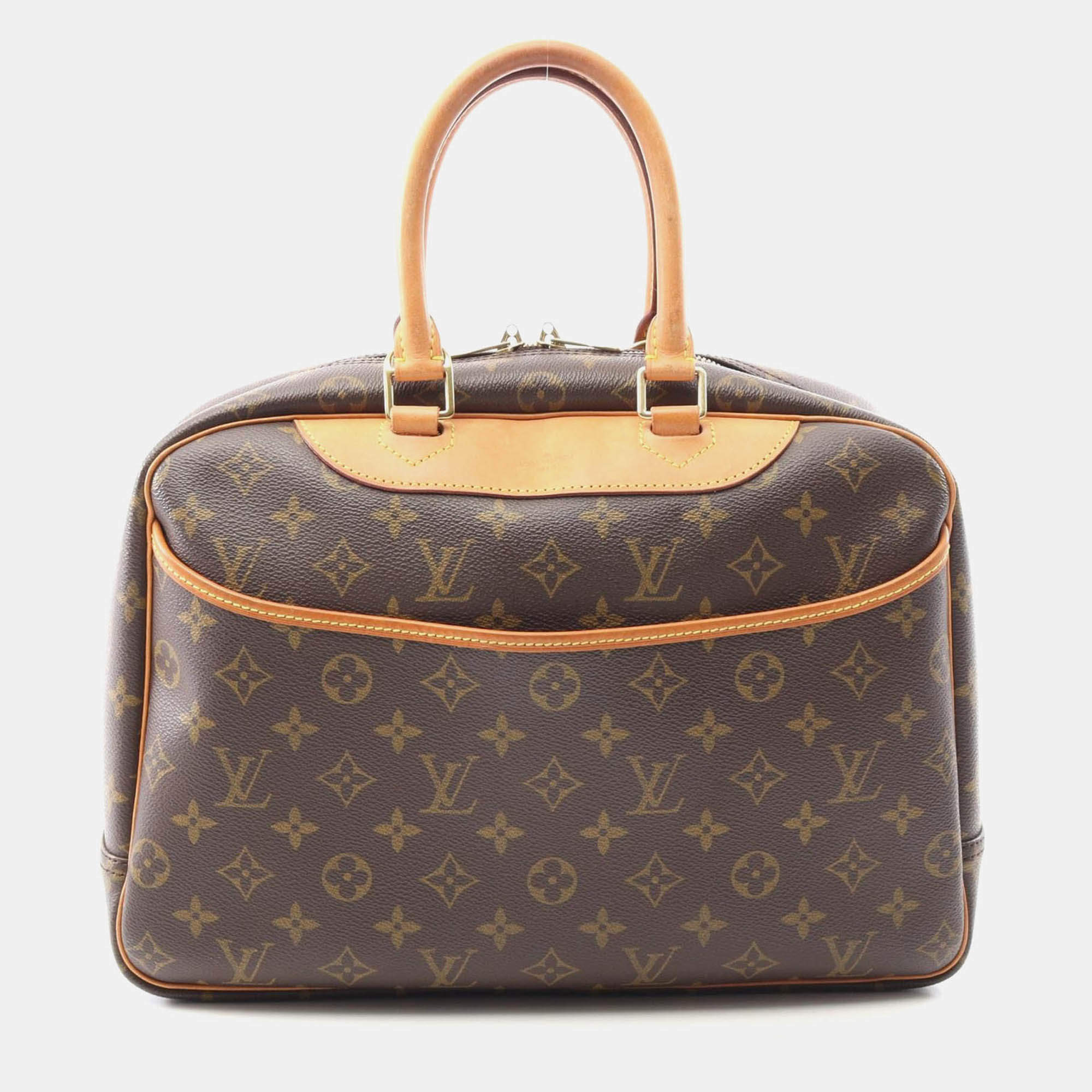 Pre Owned Louis Vuitton Deauville Handbag  Monogram Canvas Leather Brown
