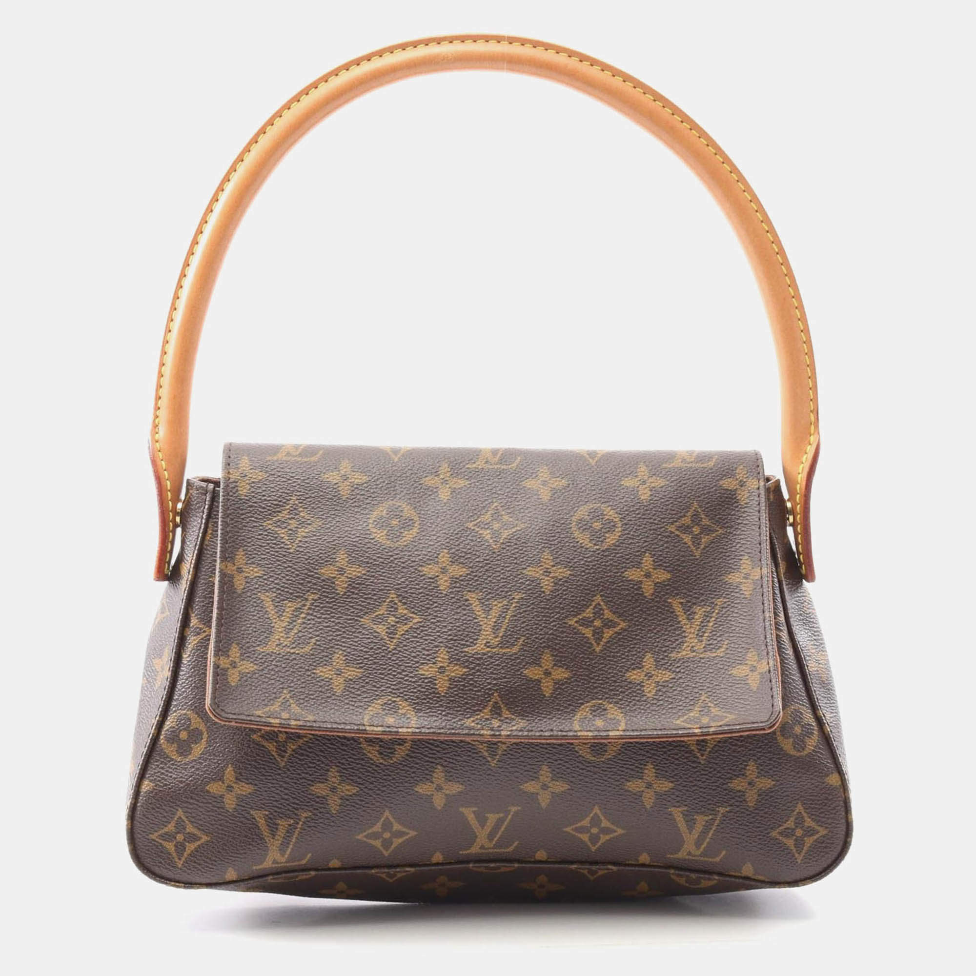 Pre Owned Louis Vuitton Mini Looping Handbag  Monogram Canvas Leather Brown
