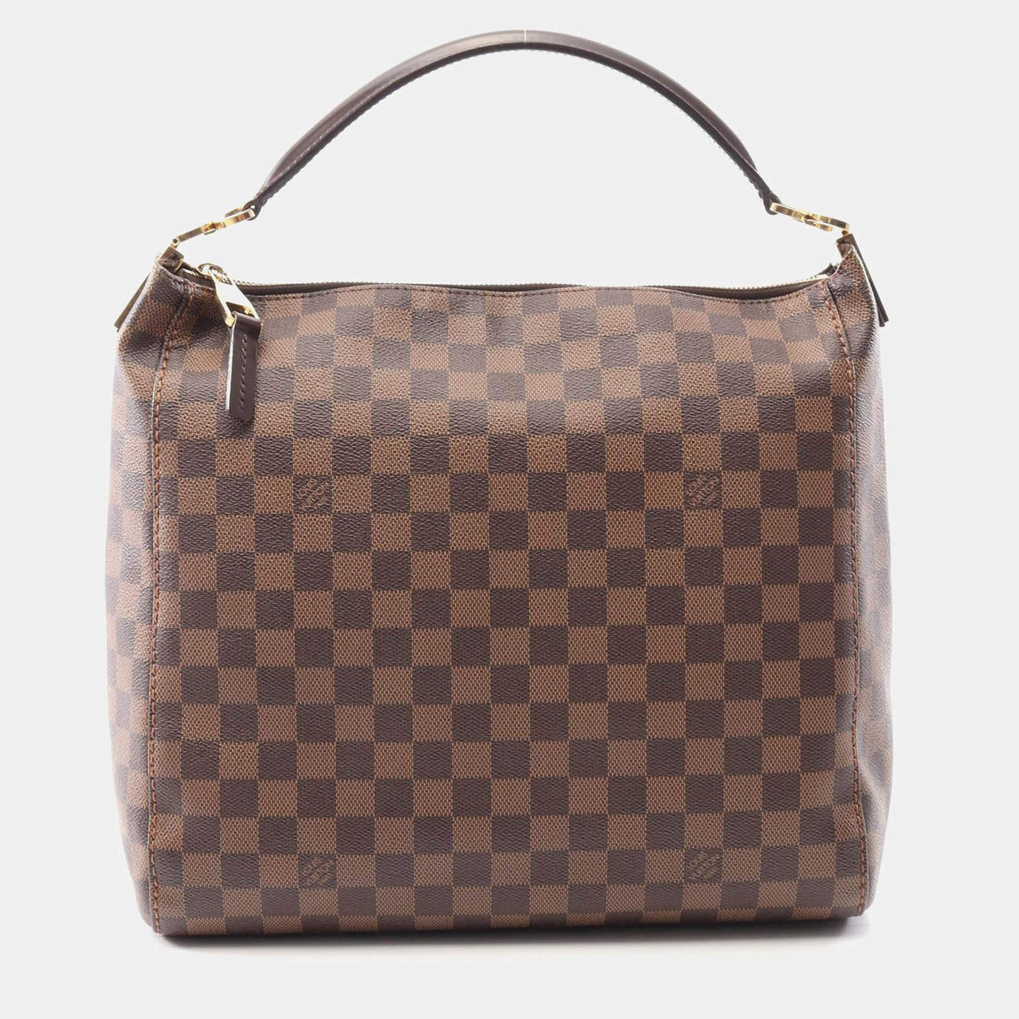 Pre Owned Louis Vuitton Port Perro Pm Shoulder Bag  Damier Canvas Ebene