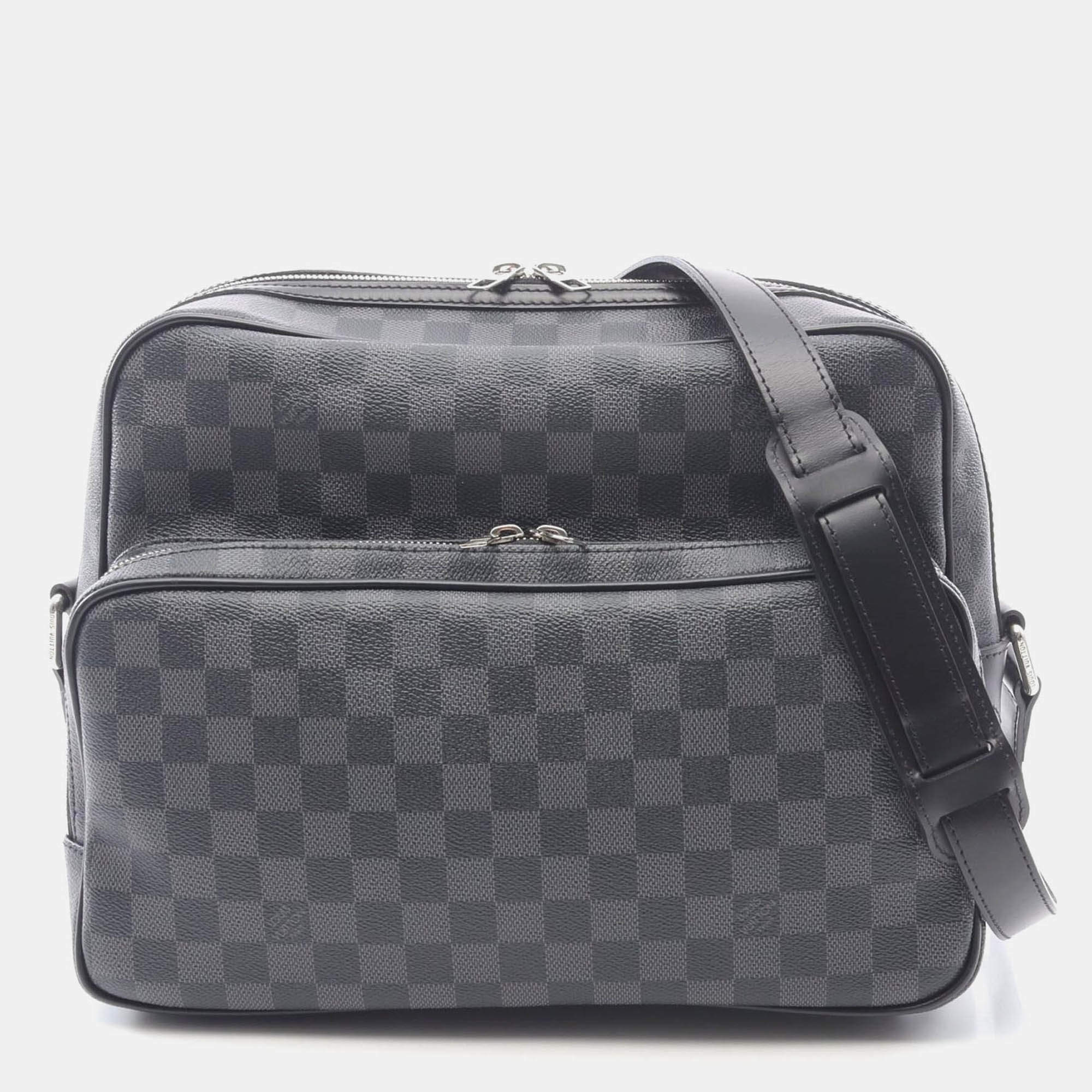 Pre Owned Louis Vuitton Io Shoulder Bag Crossbody  Damier Graphite Black Mens