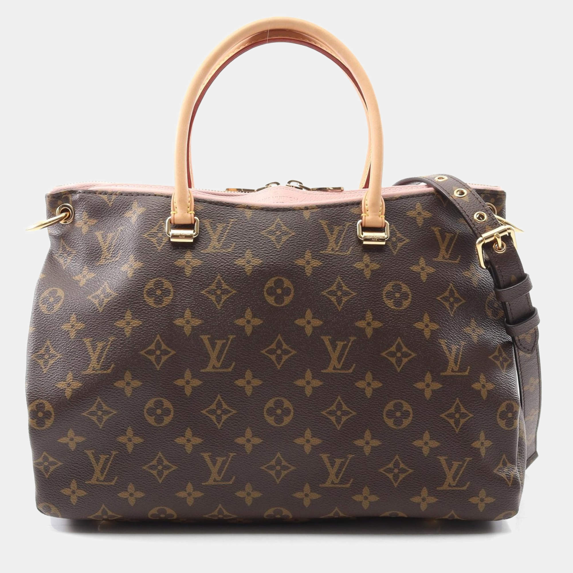 Pre Owned Louis Vuitton Pallas Shoulder Handbag  Monogram Canvas Rose Valerine