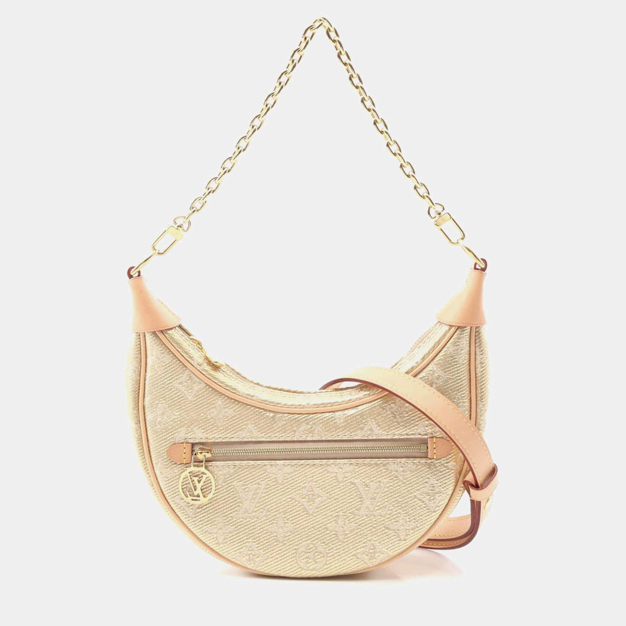 Pre Owned Louis Vuitton Loop Chain Shoulder Bag  Monogram Jacquard Canvas Leather