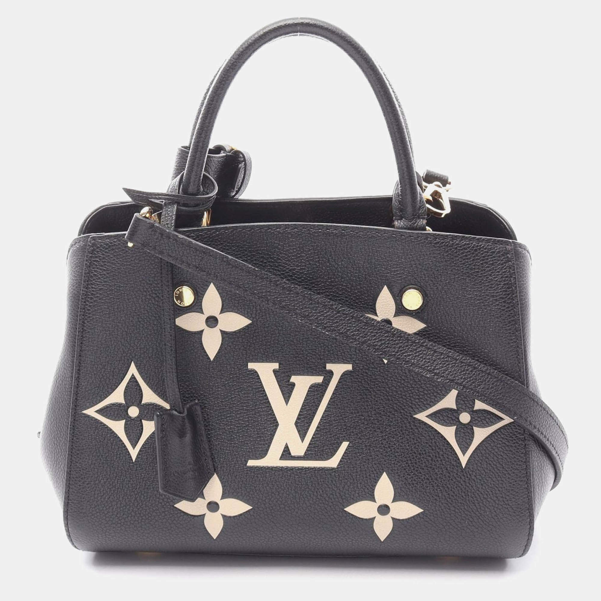 Pre Owned Louis Vuitton Montaigne BB Bicolor Shoulder Handbag  Monogram Leather Bk